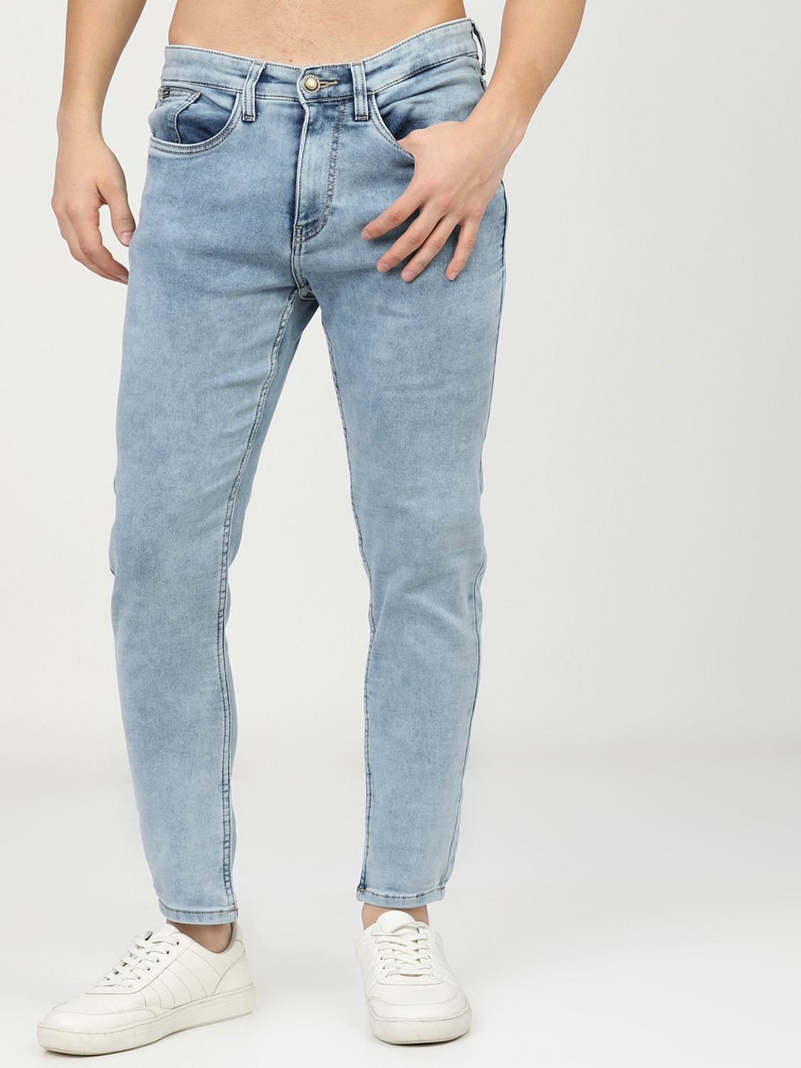 Image of HIGHLANDER Tapered Fit Men Light Blue Jeans