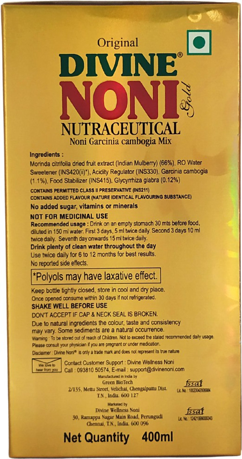 Image of Divine Noni Juice Gold 400 ml, Noni Health Drink, Great Immune Booster