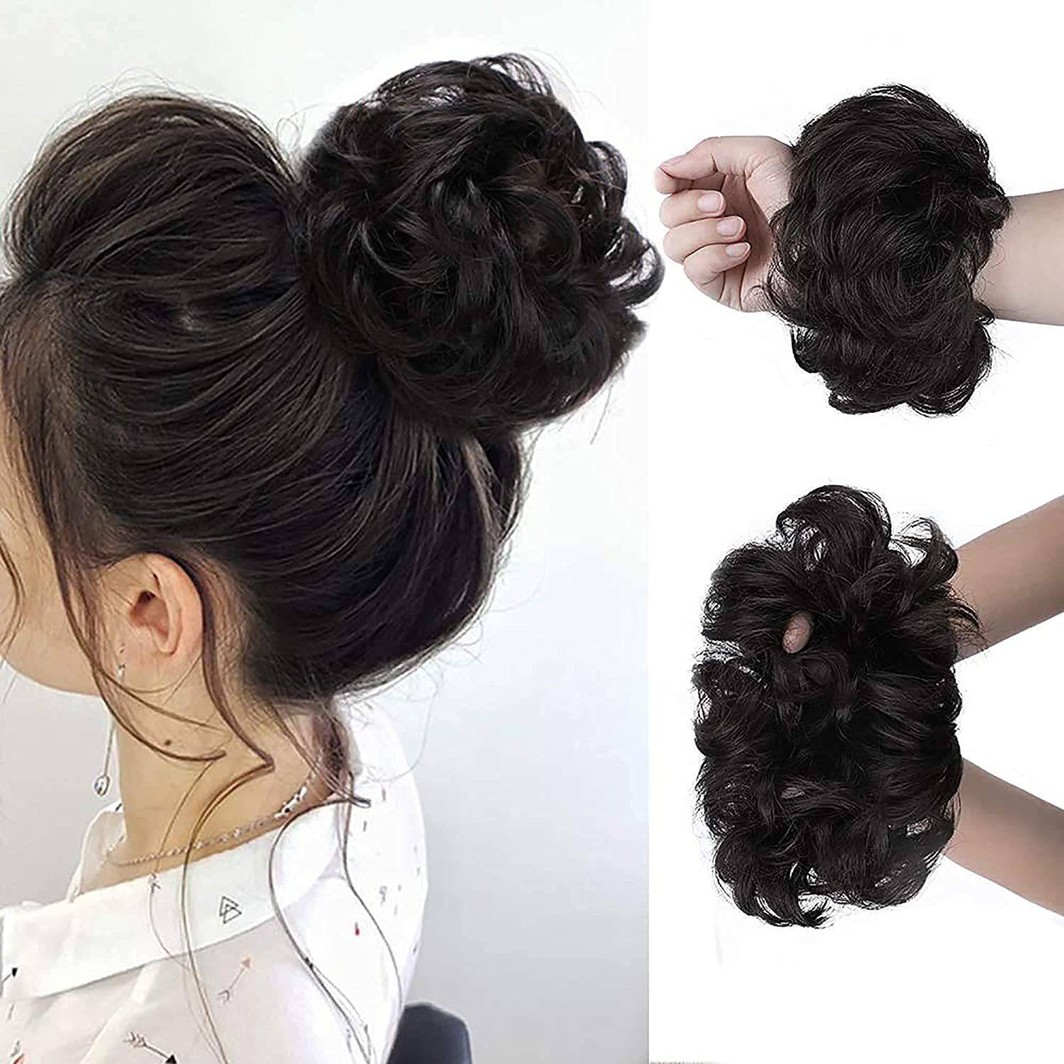 BeatStock Womens Premium Quality Bun Like Rubber hair Band in Black colour Hair Extension