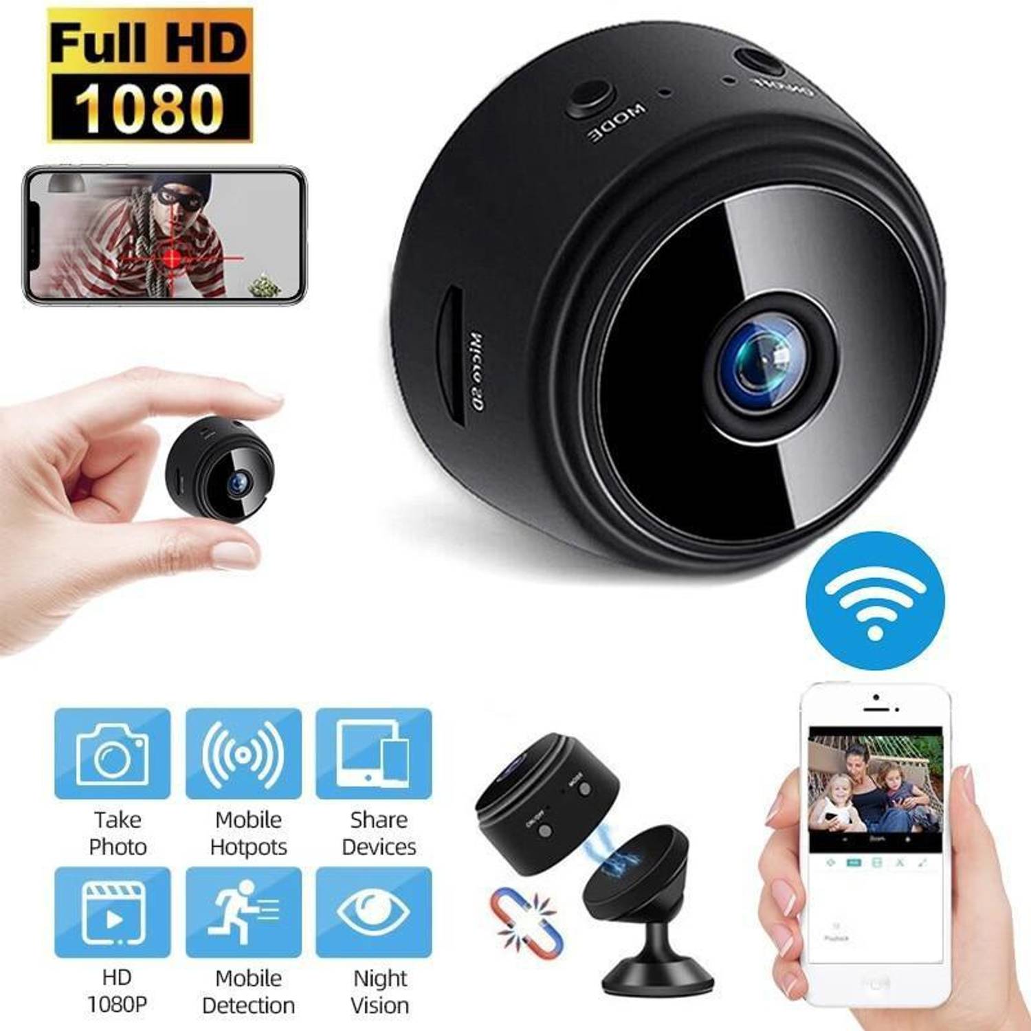 AVOIHS 1080p Full HD Mini WiFi Wireless Hidden Camera - Image 1