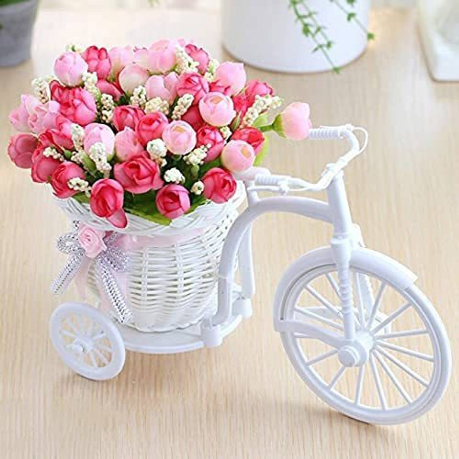 AWANI TRENDS AT-FLOWER-CYL-003 Plastic Flower Basket (W: 21 cm x