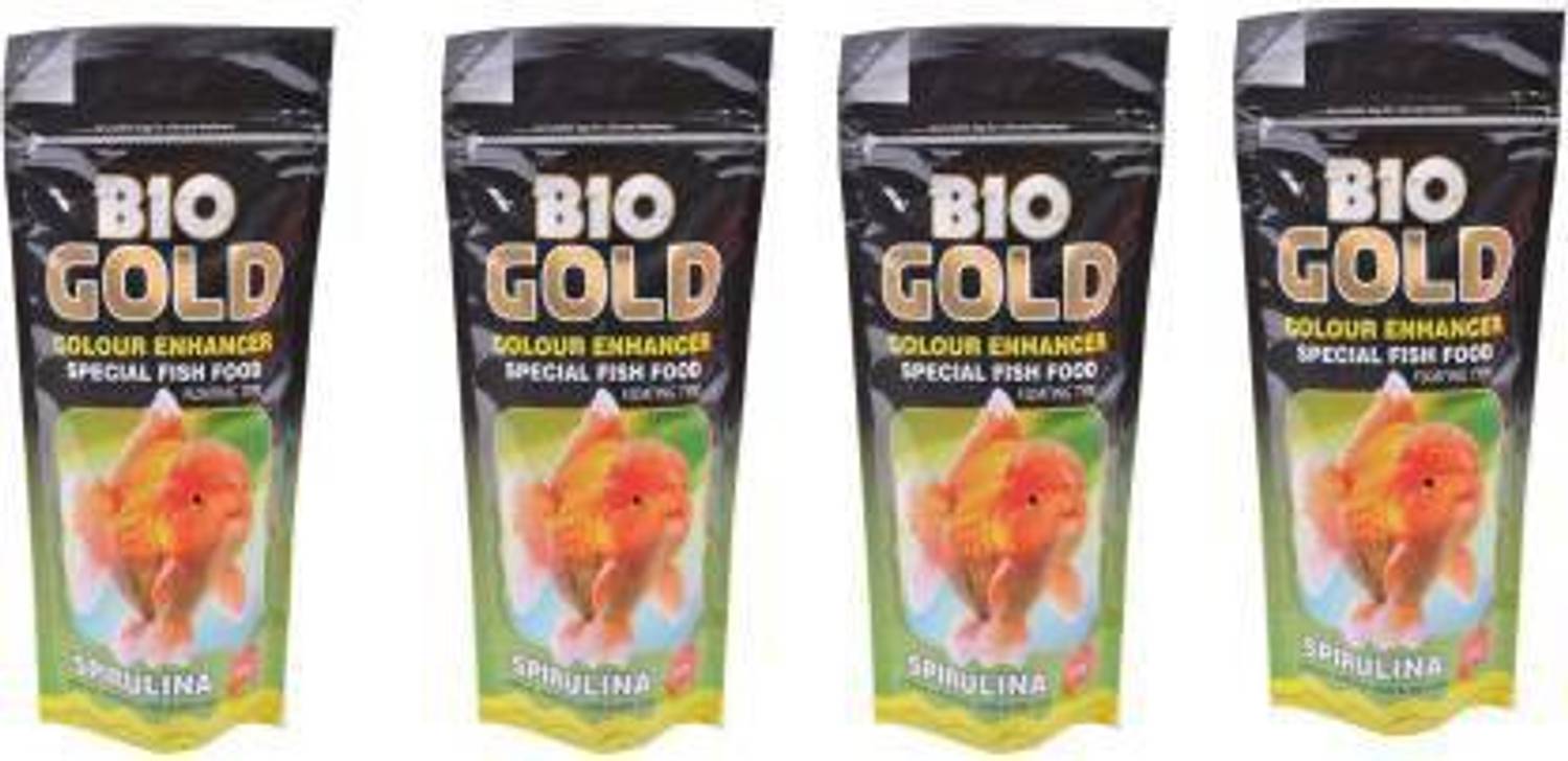 Aquax Pet Products Gold Colour Enhanser Special Food For Spirulina For All Tropical 0.4 kg (4x0.1 kg) Dry New Born, Adult, Young, Senior Fish Food