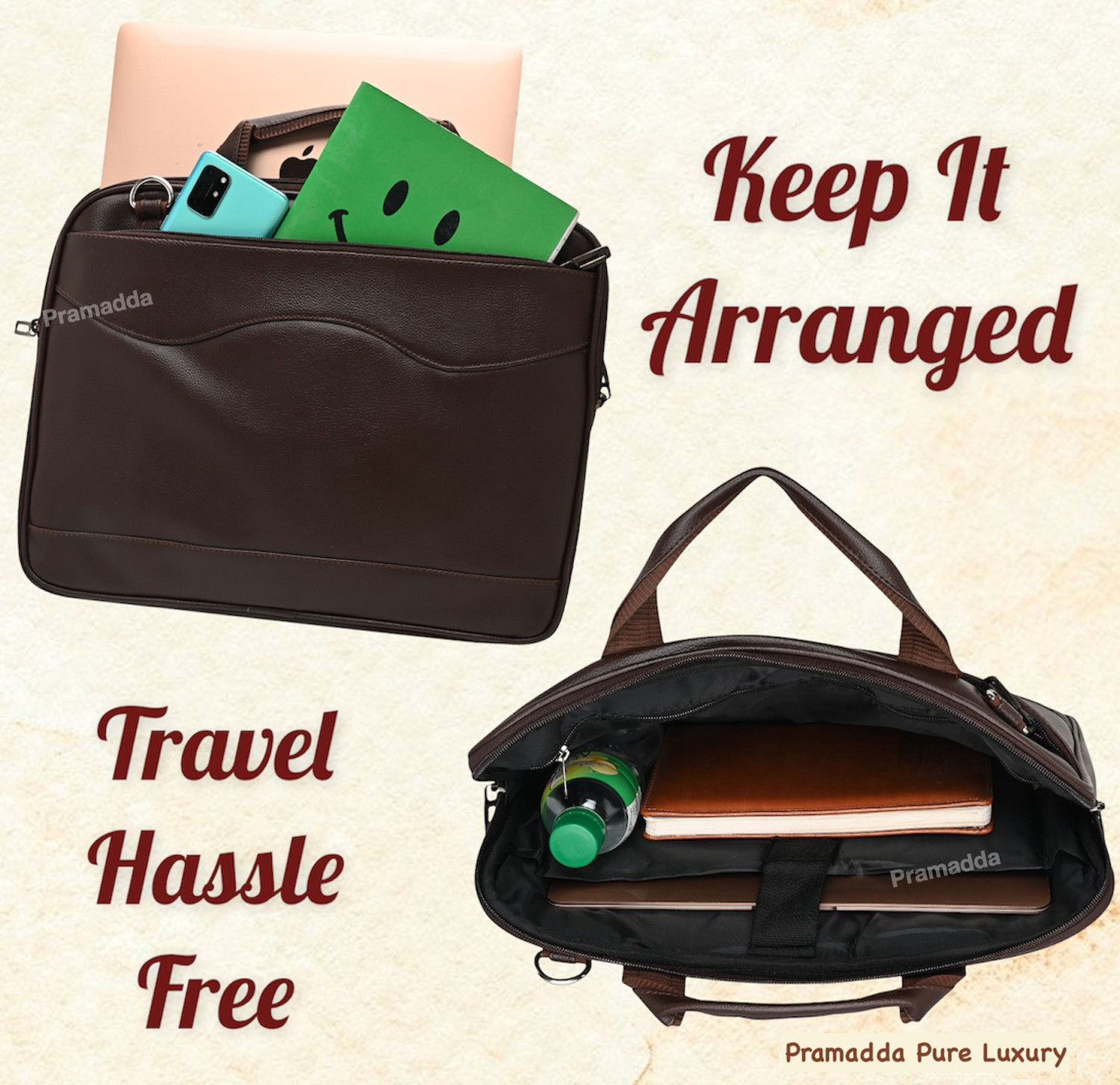 Image of Pramadda Pure Luxury Men Brown Messenger Bag