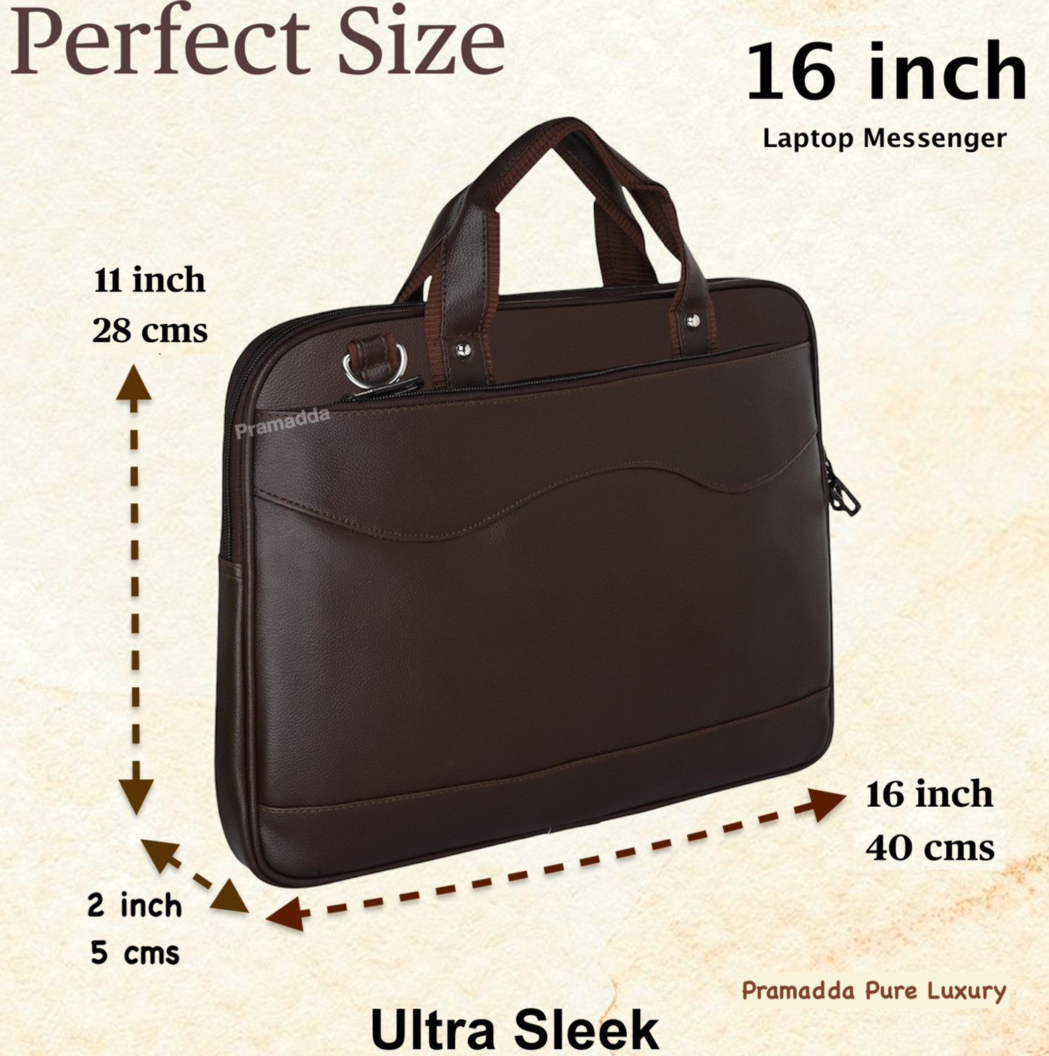 Image of Pramadda Pure Luxury Men Brown Messenger Bag