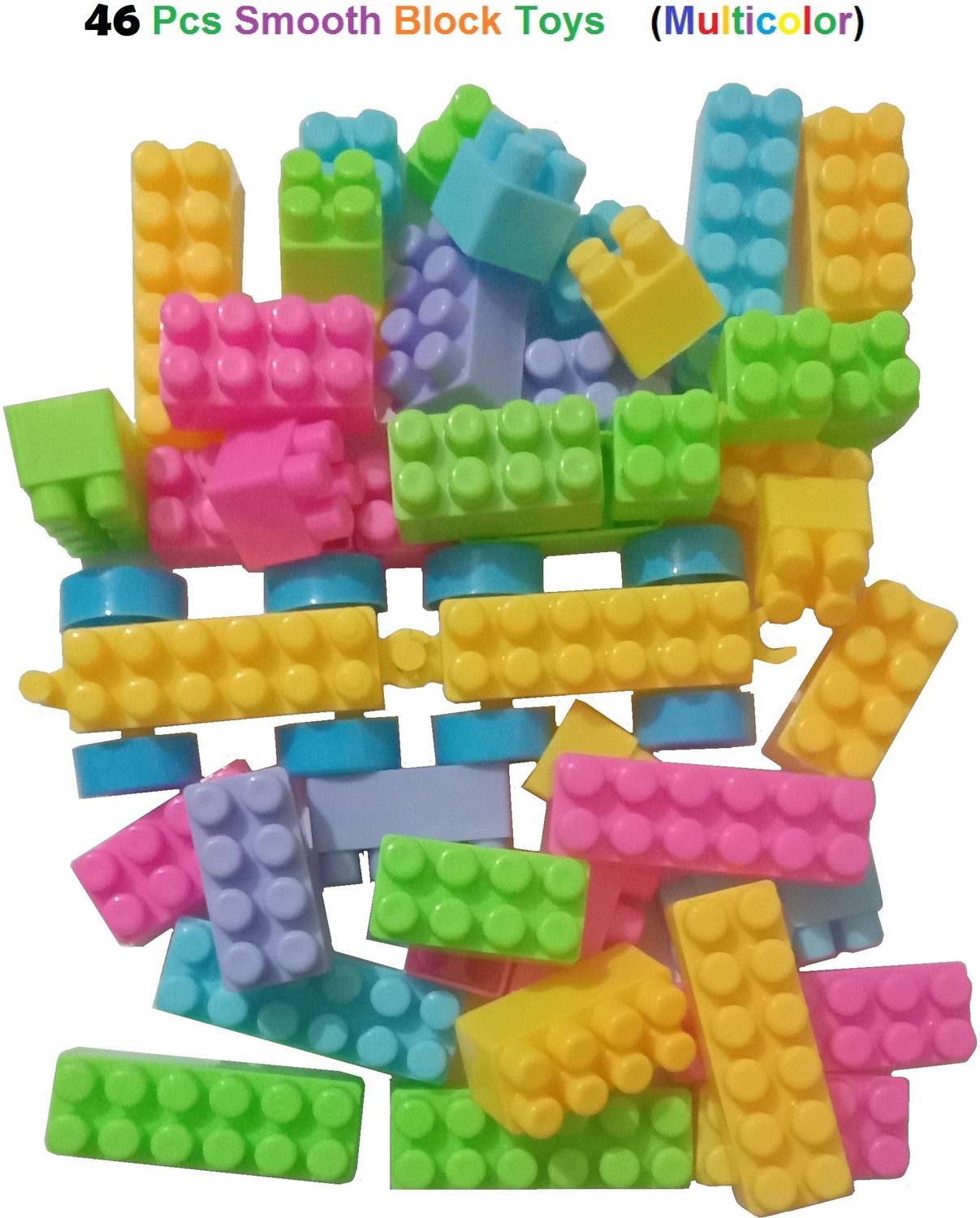 Agk Best Baby Gift 46 Pcs Building Block / Creative /Learning Toy/Educational Toy/For Kids Puzzle Assembling Building Unbreakable Kids Toy Set With 8 Wheels to make vehicle toys / Make Alphabet and numbers etc