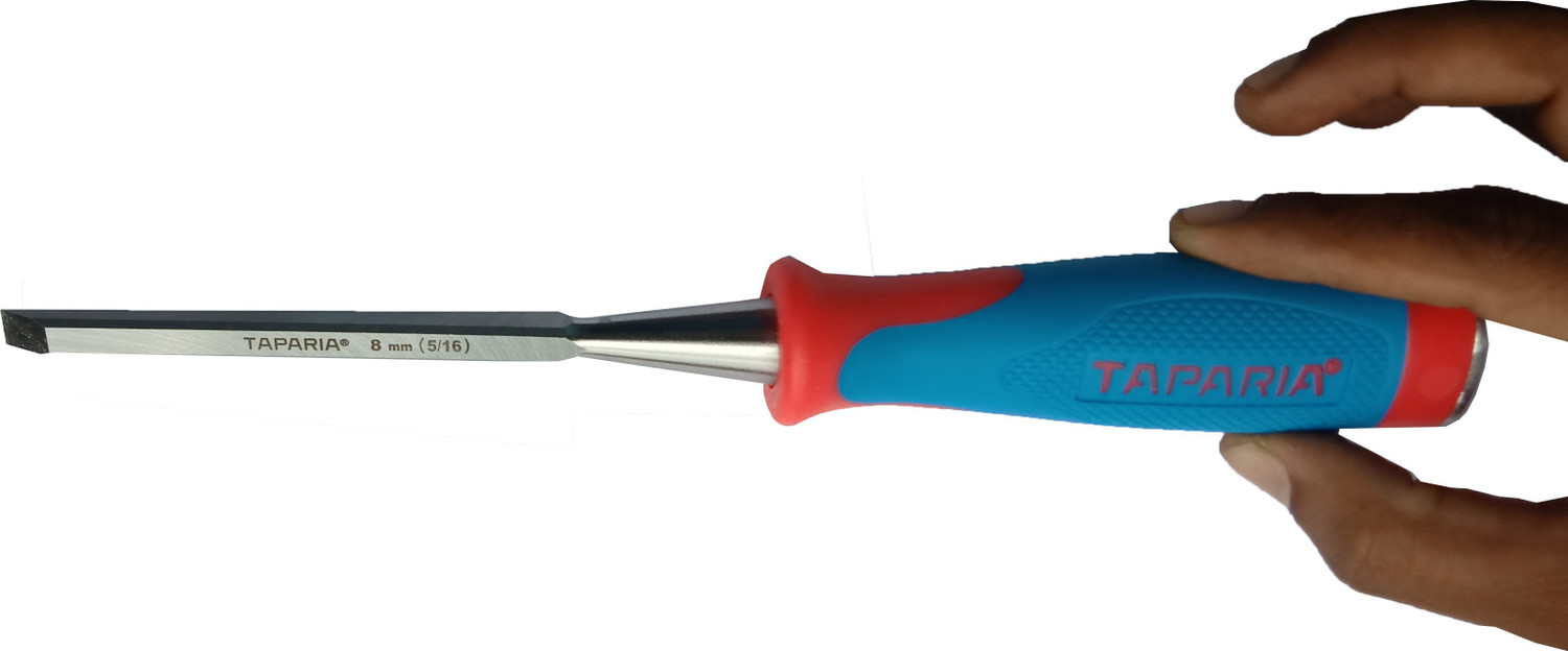 Image of TAPARIA WCB08 Steel (08mm) Bevelled Edge Chisel (Blue and Silver) Bevel Chisel Set