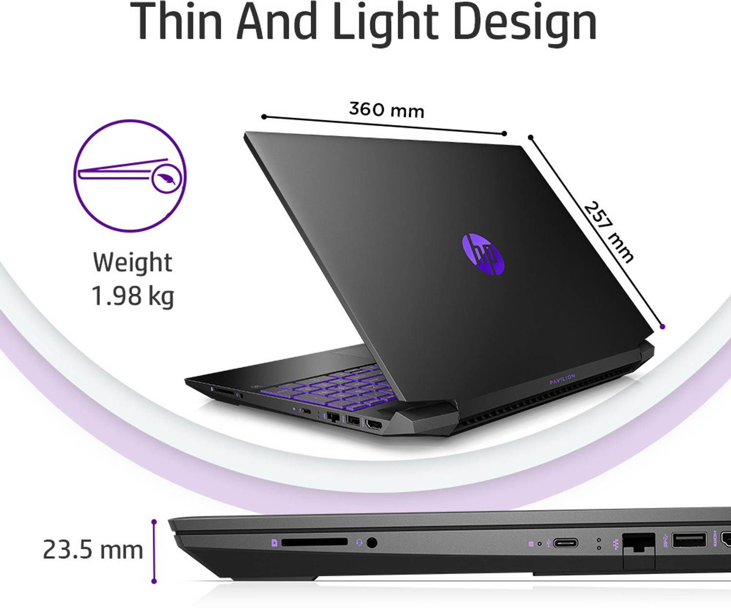 Image of HP Pavilion AMD Ryzen 5 Hexa Core 4600H - (8 GB /1 TB HDD /256 GB SSD /Windows 10 Home /4 GB Graphics /NVIDIA GeForce GTX GTX 1650) 15-ec1023AX Gaming Laptop