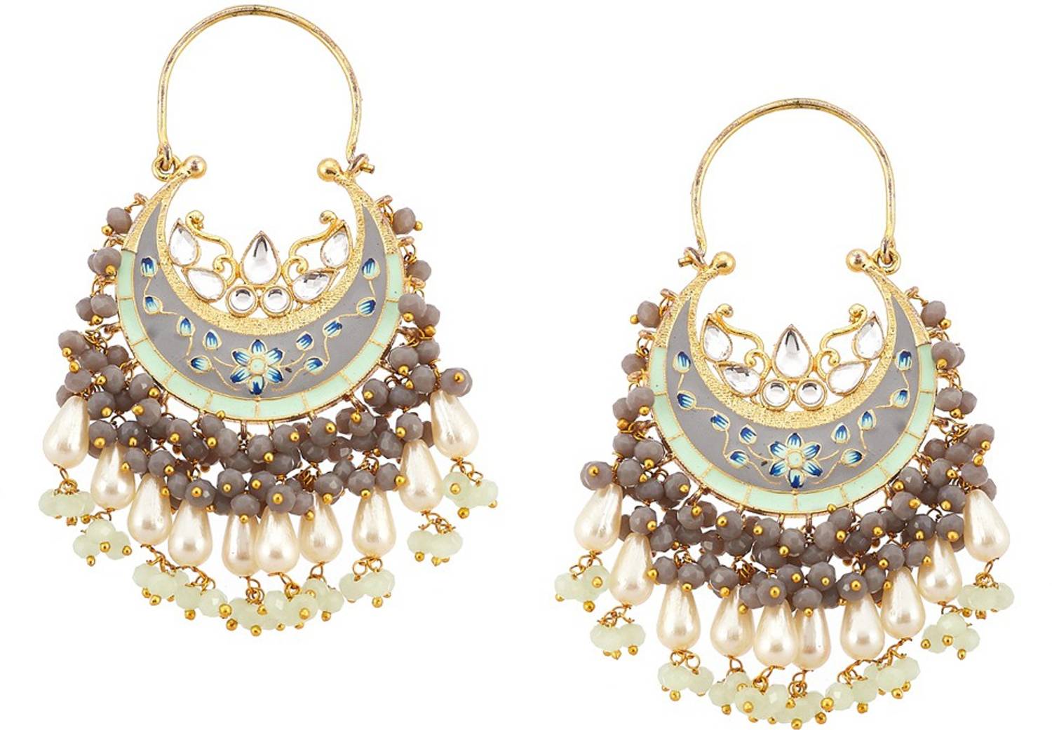BIBA BAC-W-PBC-ERG00020GREY Brass Chandbali Earring