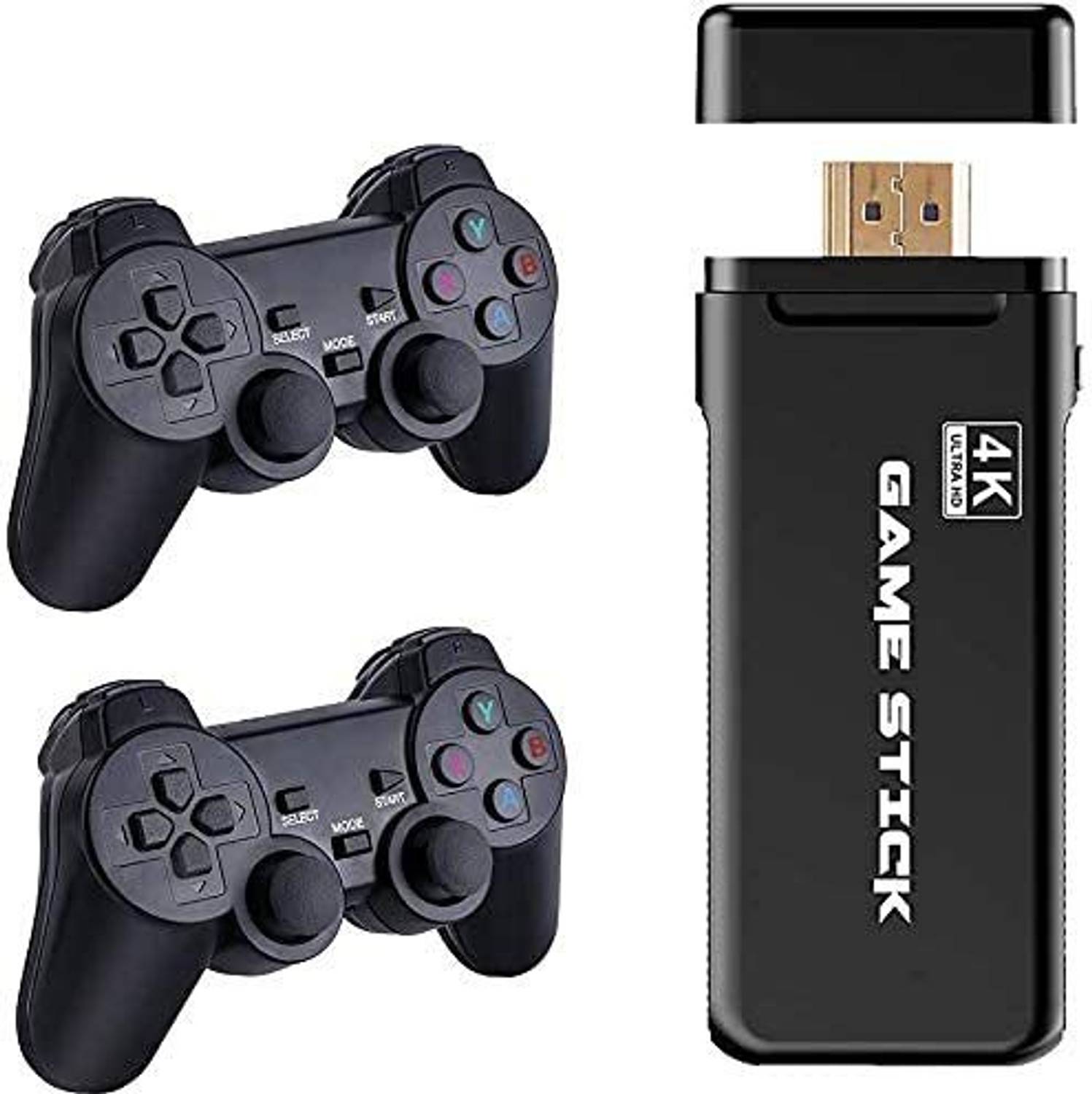 Tech Aura USB Wireless Console Game Stick Video Game Console Built-in 3000 Classic Games 8 Bit Mini Retro Controller HDMI Output Dual Player- 4K Ultra HD Game StickGame Set 32 GB with PS1 / ATARI / MAME / SFC / FC / GBA / GB / GBC / MD simulator games total 3000 +