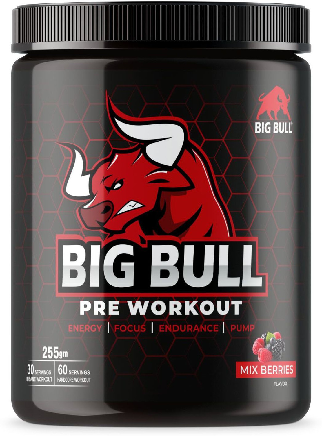Image of Big Bull BigBull Hardcore Pre-Workout [30-60 Serving, 255g] Free Shaker Energy Drink