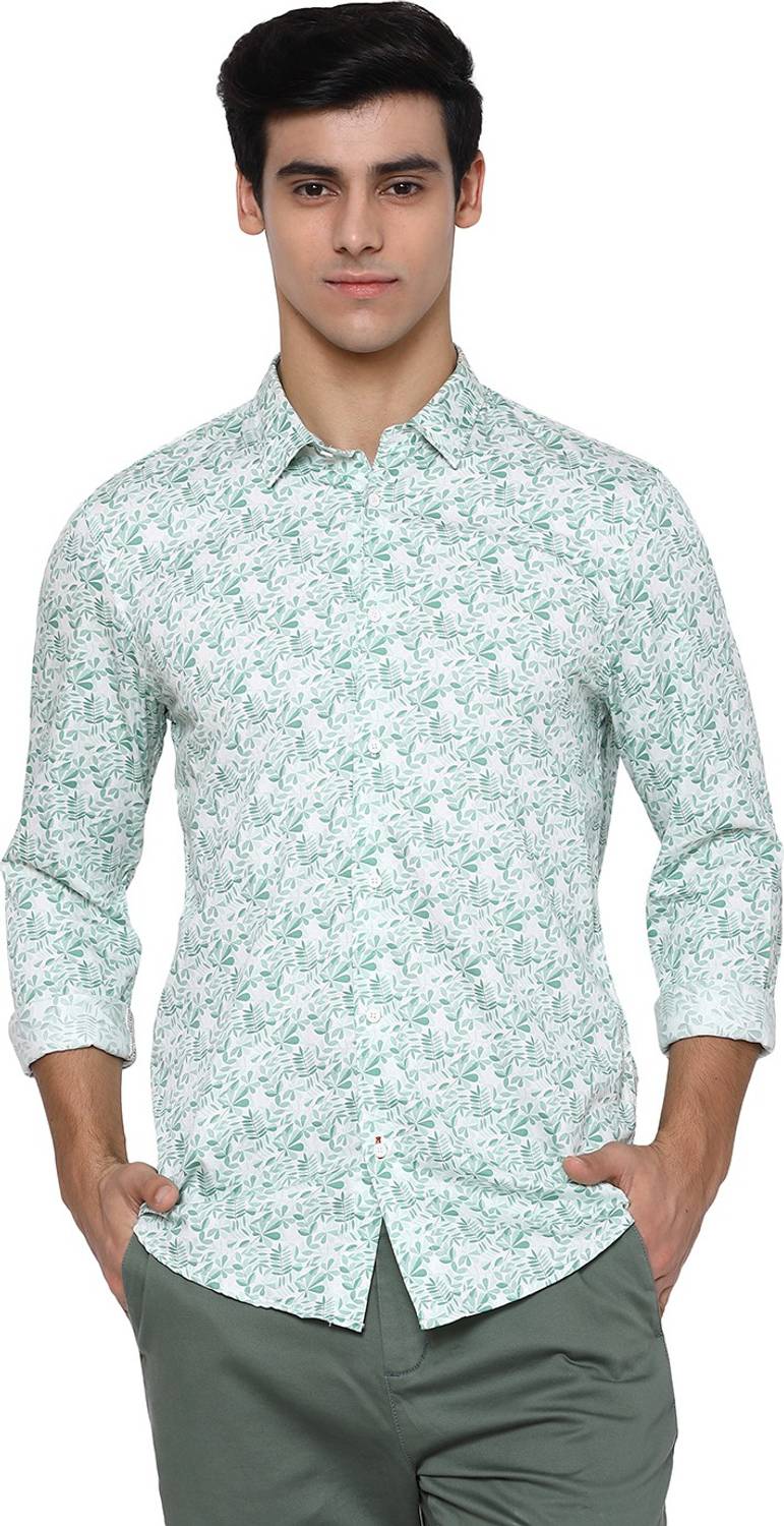 Blackberrys Men Printed Casual Dark Green Shirt