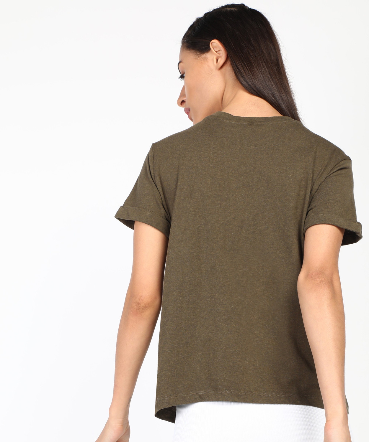 Image of Ajile By Pantaloons Printed Women Round Neck Dark Green T-Shirt