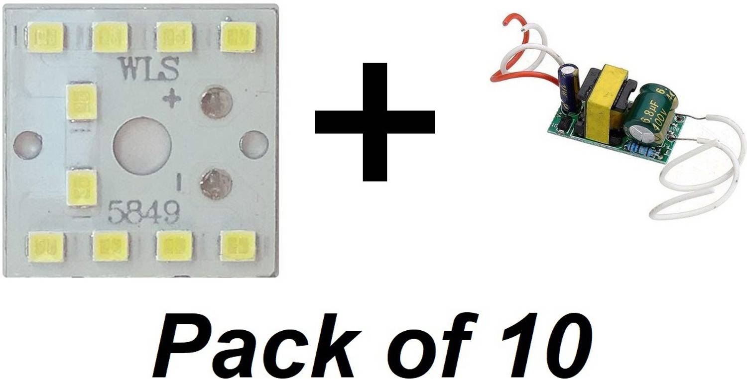 3REE 9W MCPCB PACK OF 10 LED RAW MATERIAL ( LED with Driver) Electronic Components Electronic Hobby Kit