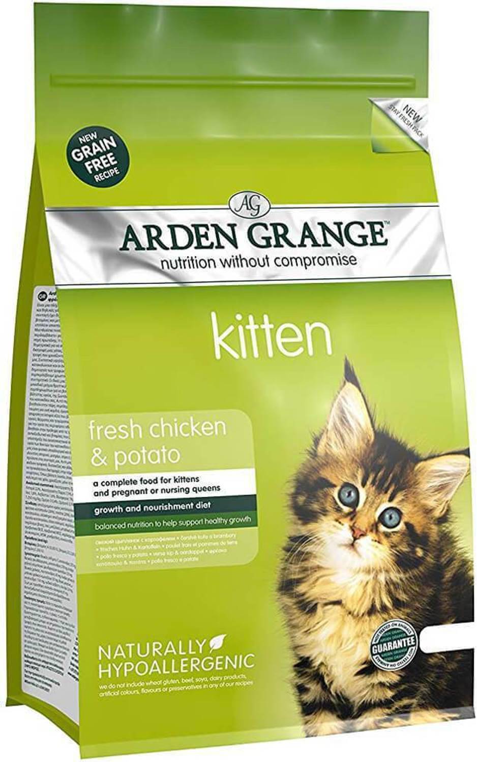 Arden Grange Grain Free Fresh Chicken & Potato Dry Kitten Food Chicken 2 kg Dry Adult Cat Food