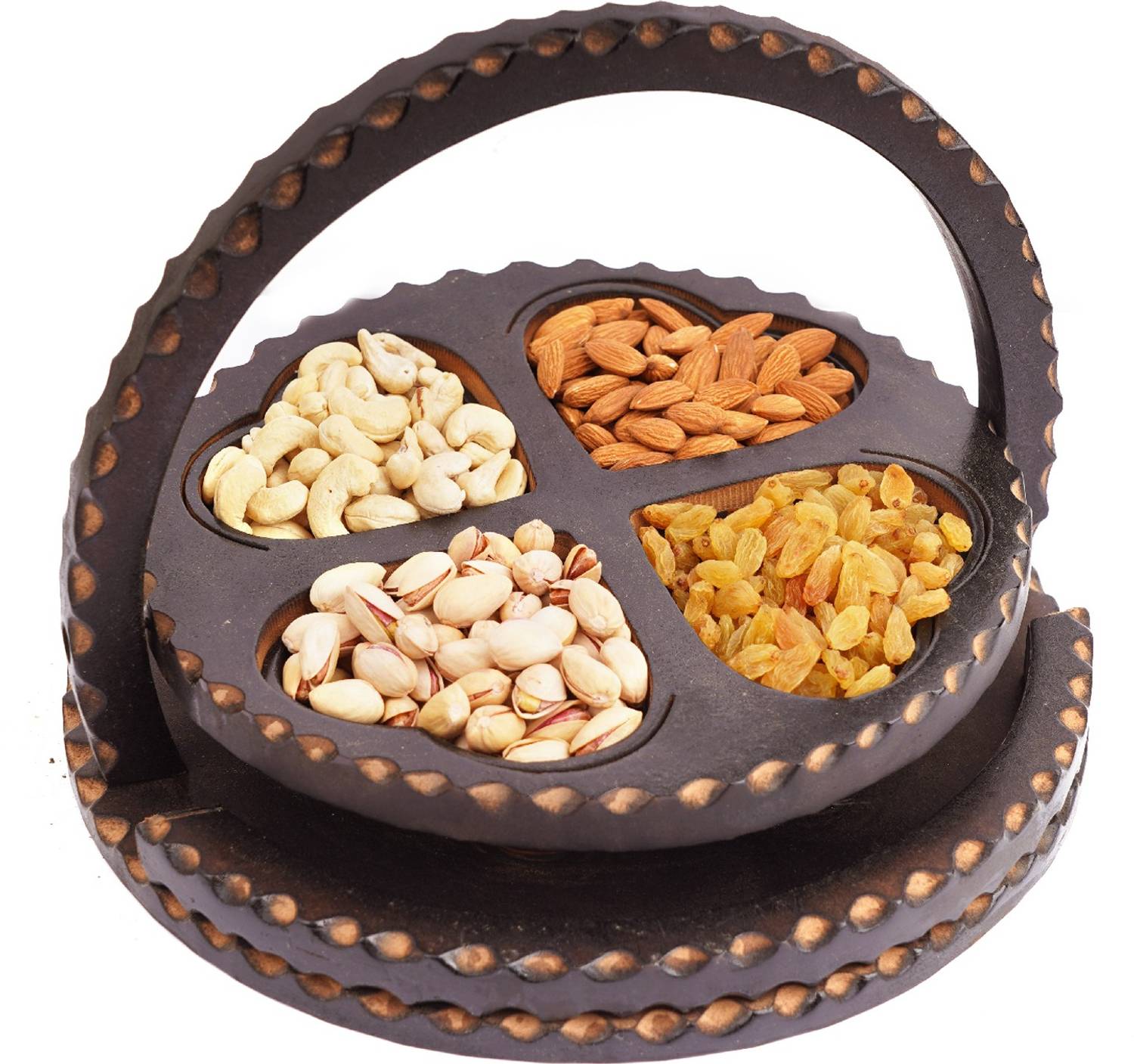 Ghasitaram Gifts Foldable Basket of 4 dryfruits Combo