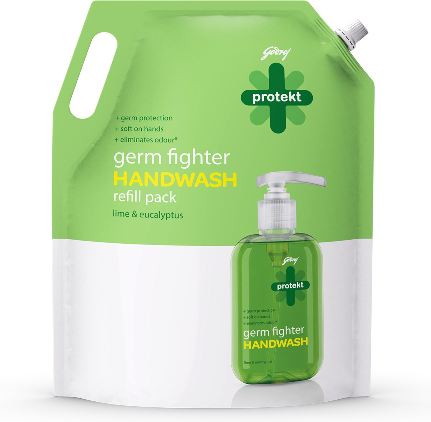 Image of Godrej Protekt Germ Fighter Lime & Eucalyptus Hand Wash Refill Pouch