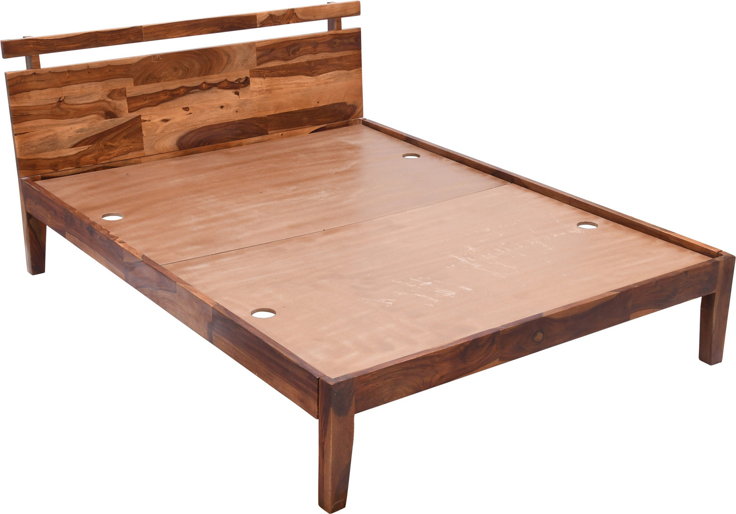 Image of HABIQON Allen Sheesham wood bed without Storage - Queen size Solid Wood Queen Bed, 160 cm x 220 cm (5.25 ft x 7.22 ft)