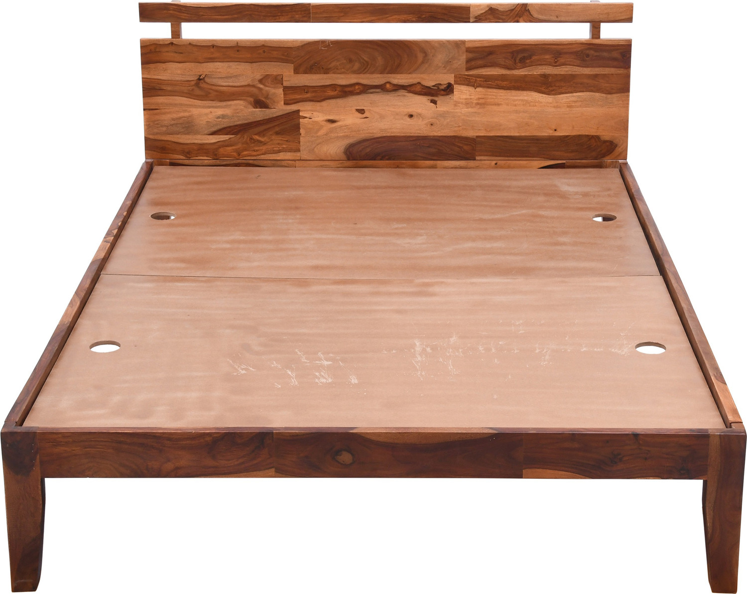 Image of HABIQON Allen Sheesham wood bed without Storage - Queen size Solid Wood Queen Bed, 160 cm x 220 cm (5.25 ft x 7.22 ft)