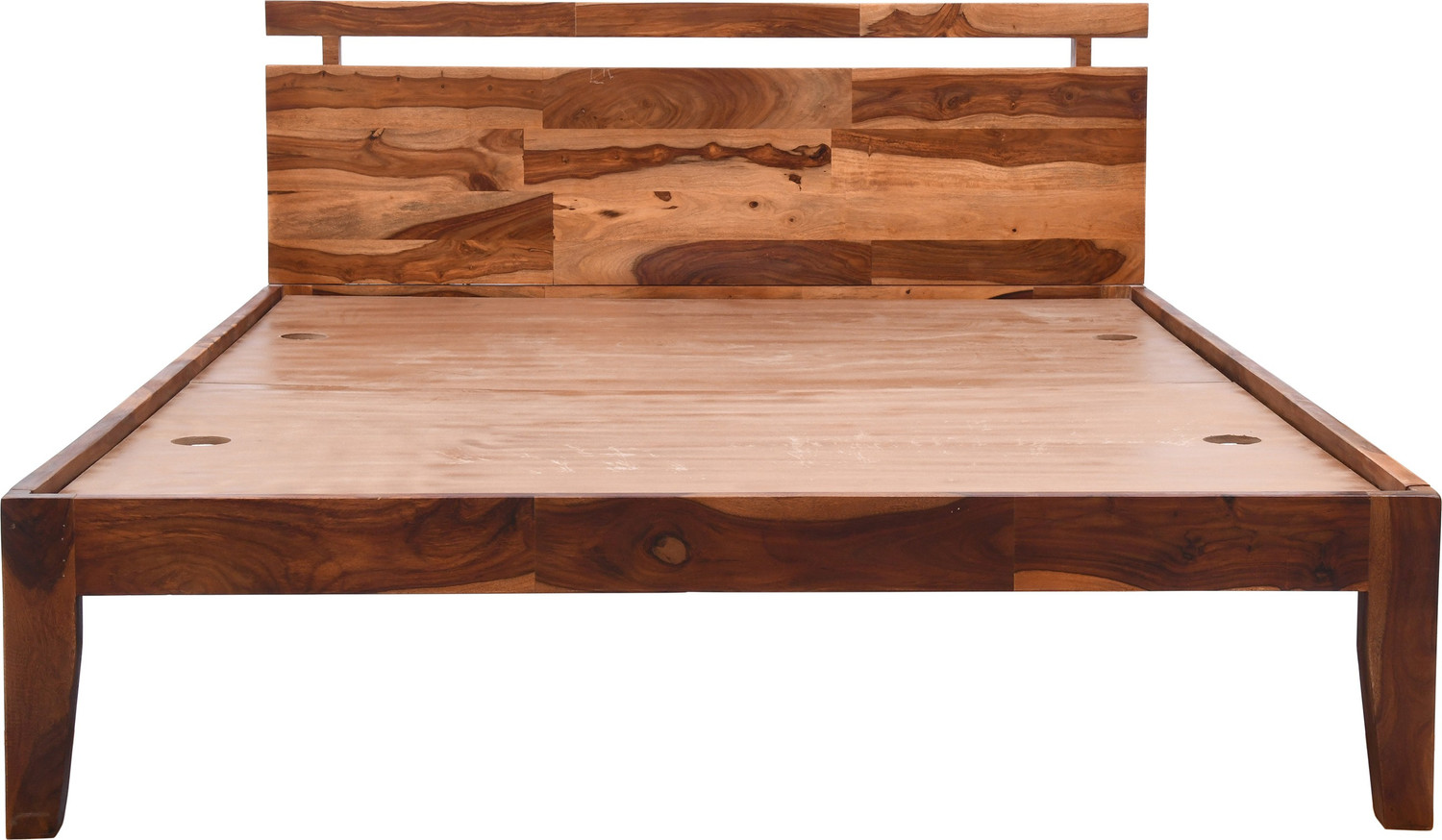 Image of HABIQON Allen Sheesham wood bed without Storage - Queen size Solid Wood Queen Bed, 160 cm x 220 cm (5.25 ft x 7.22 ft)