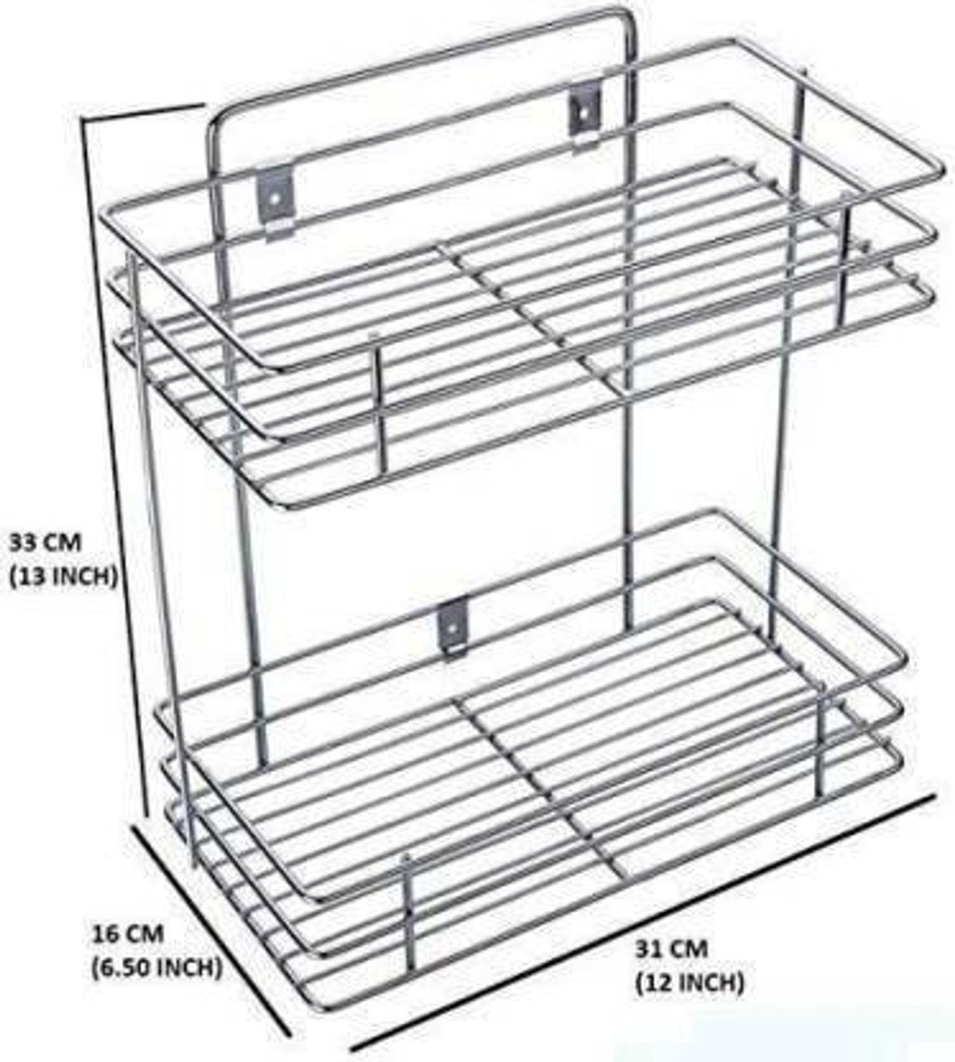 Image of PRL TRADERS Multipurpose Storage Rack for kitchen /Cutlery Storage Rack /Double Layer Kitchen Racks /Dish rack /Spice rack /Bathroom Shelves and Racks Steel, Wall Mounted Organiser for Home / Spice Bottle Shelf Holder Platform Cabinet Kitchen racks Stainless Steel Wall Shelf (Number of Shelves - 2, Steel) Stainless Steel Wall Shelf (Number of Shelves - 2, Silver)