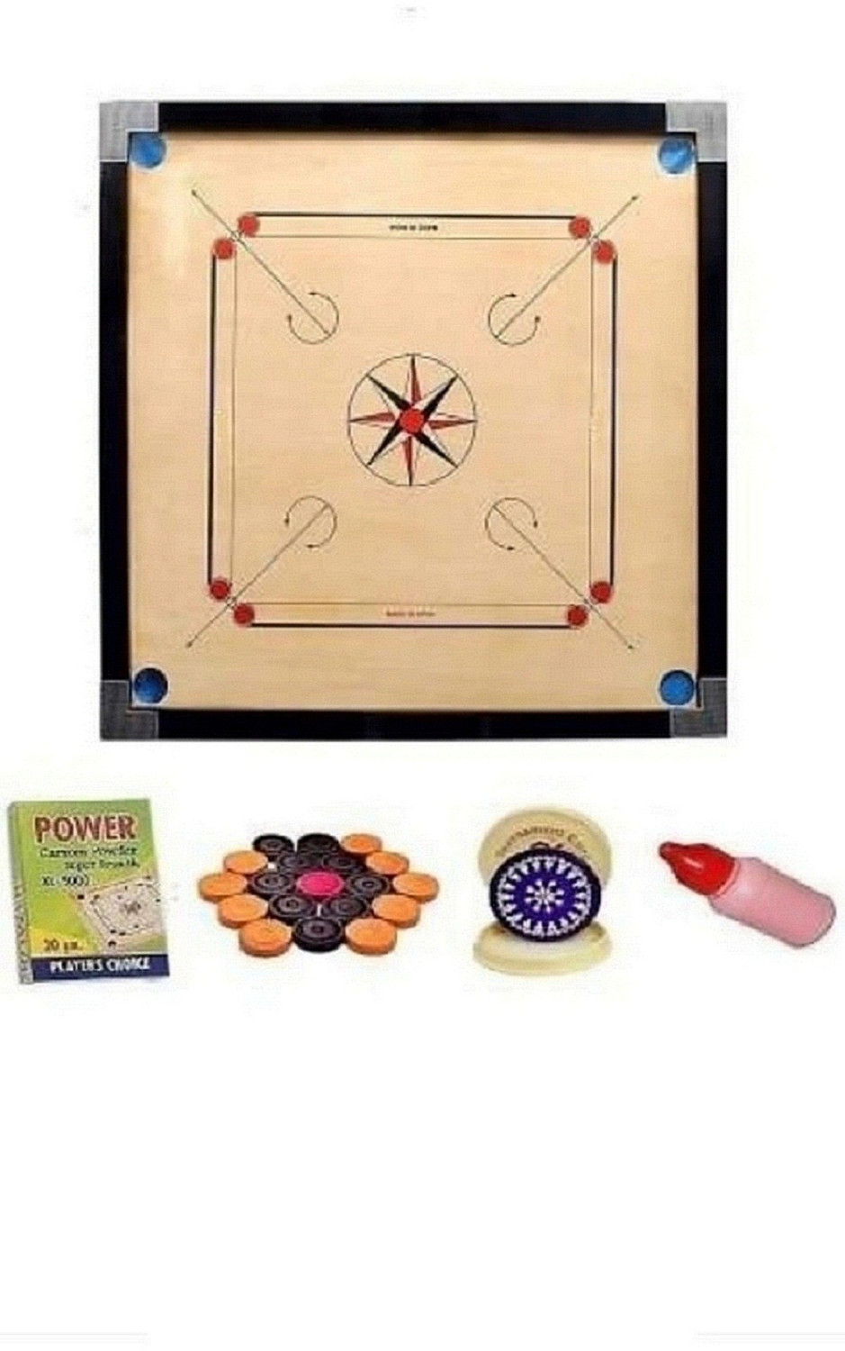 Image of Ishu Sports MATTE FINISH FULL SIZE(32 INCH) WITH STRIKER,POWDER AND COINS 81.04 cm Carrom Board