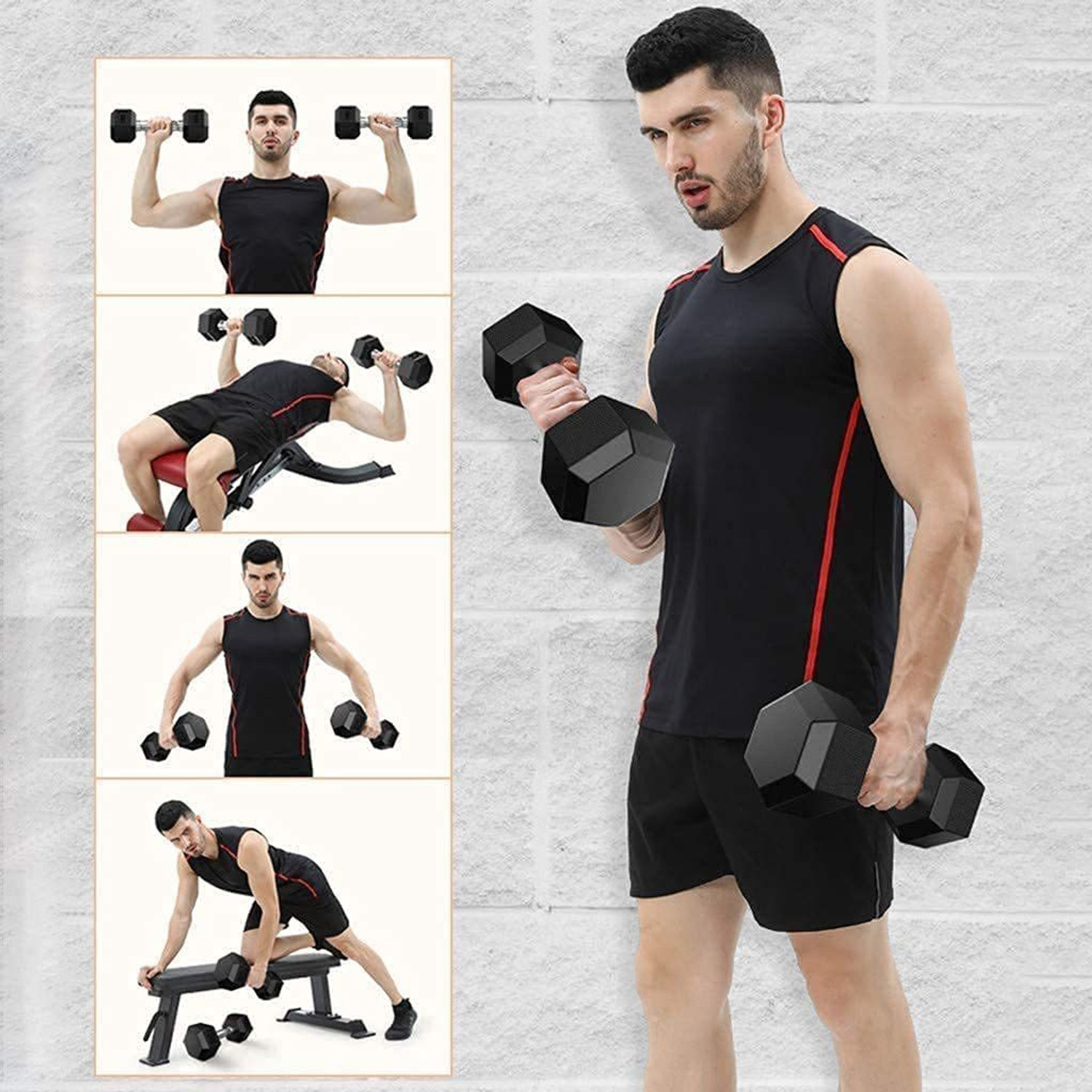 Image of VICTORY HEXA - 2 Kg Pair PVC Dumbbell ( 2 Kg x 2 ) for Home Gym & Fitness Fixed Weight Dumbbell