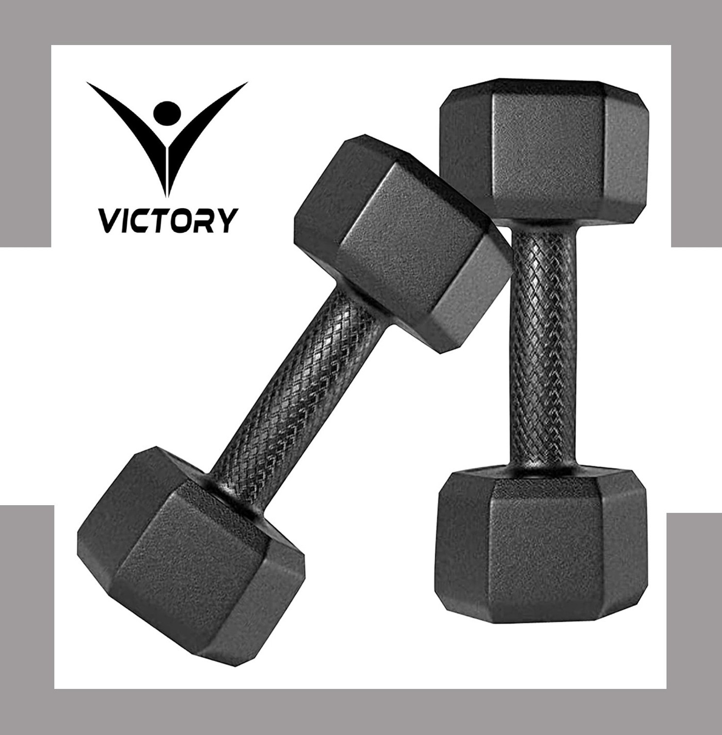 Image of VICTORY HEXA - 2 Kg Pair PVC Dumbbell ( 2 Kg x 2 ) for Home Gym & Fitness Fixed Weight Dumbbell