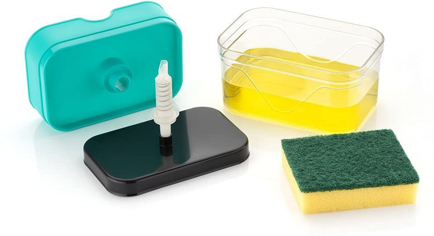 Image of ARTH Liquid Soap Press-Type Pump Dispenser with Sponge Holder for kitchen (Sky Blue) 400 ml Liquid Dispenser