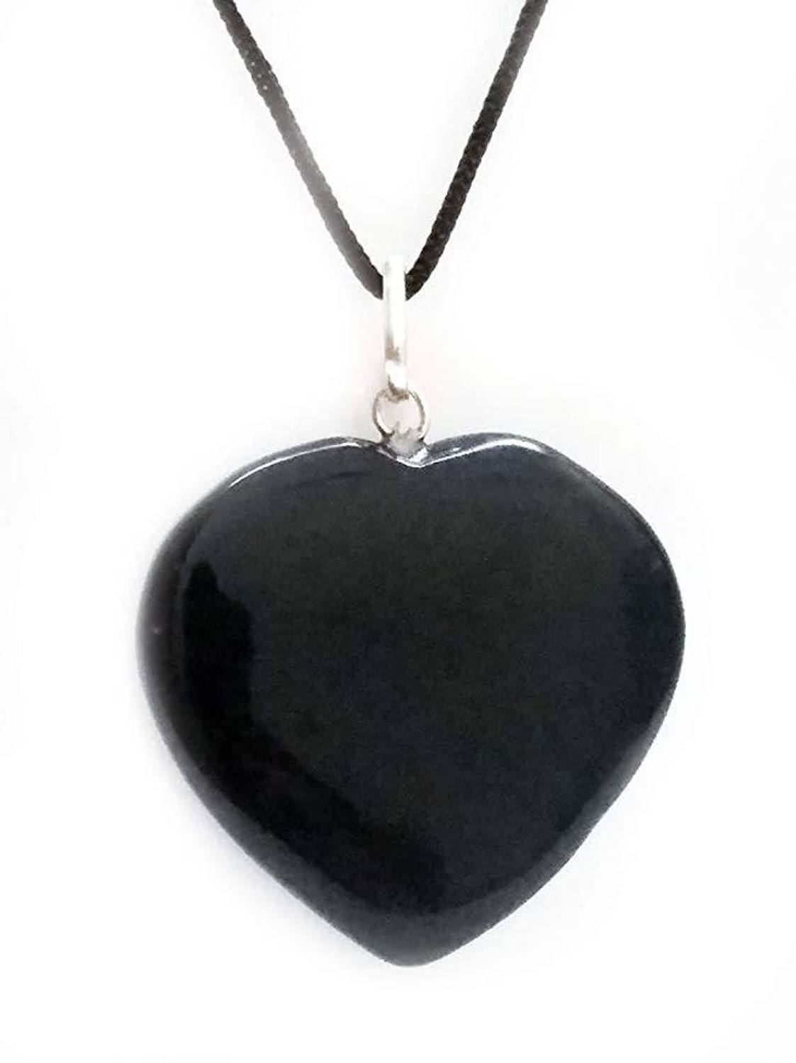 AIR9999 Natural Black Tourmaline Heart Shaped Crystal Men & Women Pendant For Reiki Healing Tourmaline Crystal Pendant