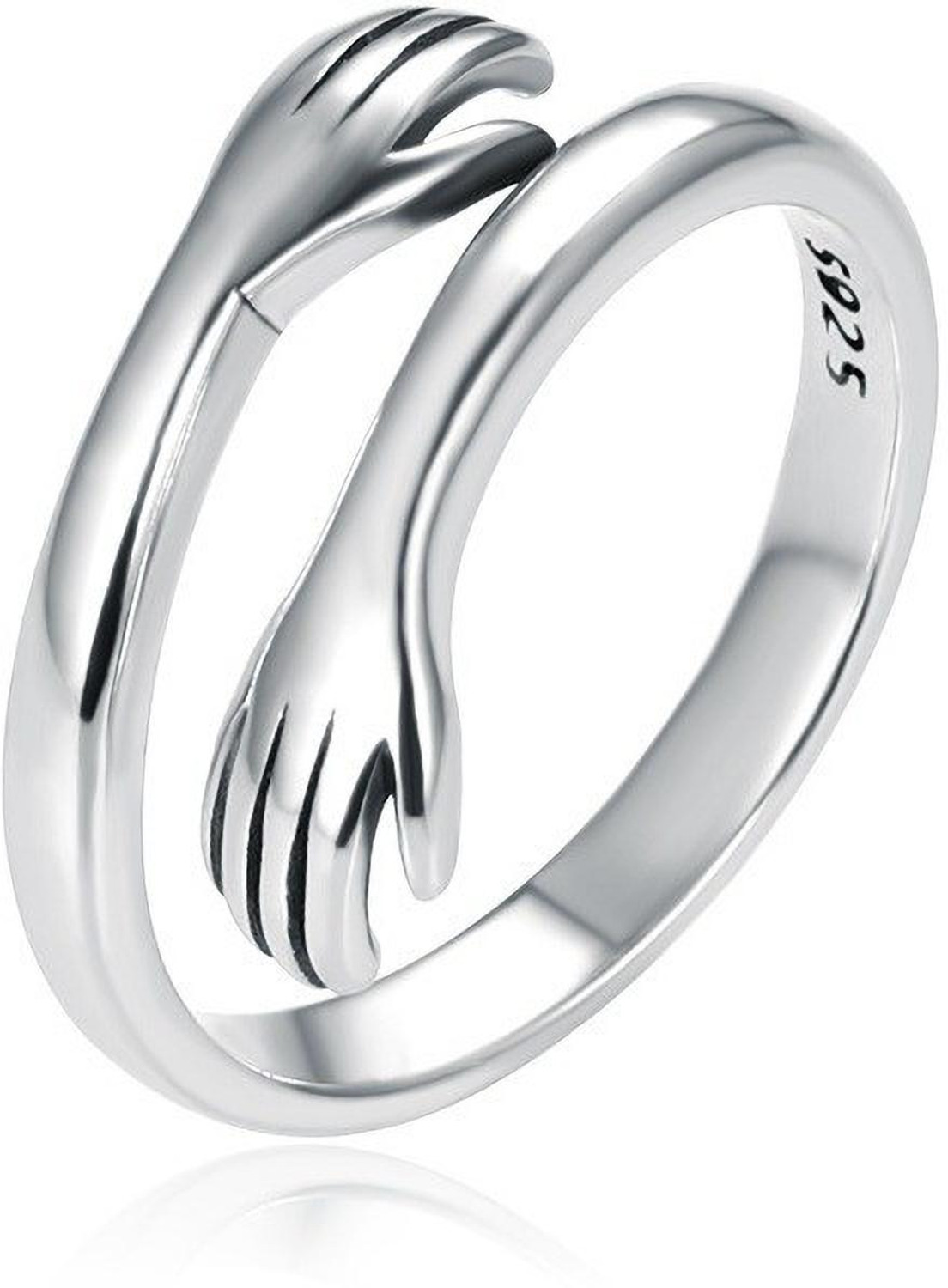Image of BLOOM STYLE Fashion New Simple 925 Original Silver Hug Ring For Womens Silver Silver Plated Ring