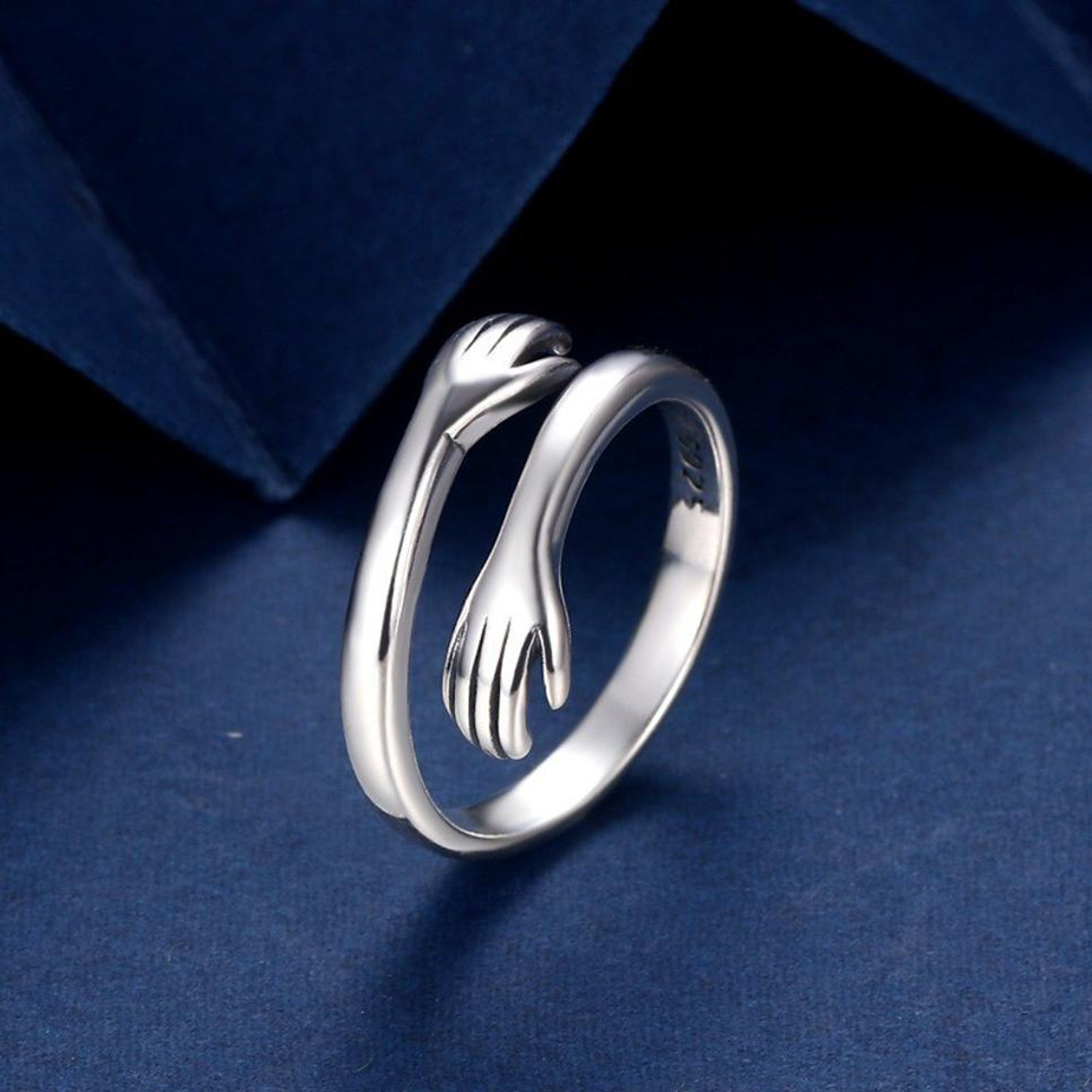 Image of BLOOM STYLE Fashion New Simple 925 Original Silver Hug Ring For Womens Silver Silver Plated Ring