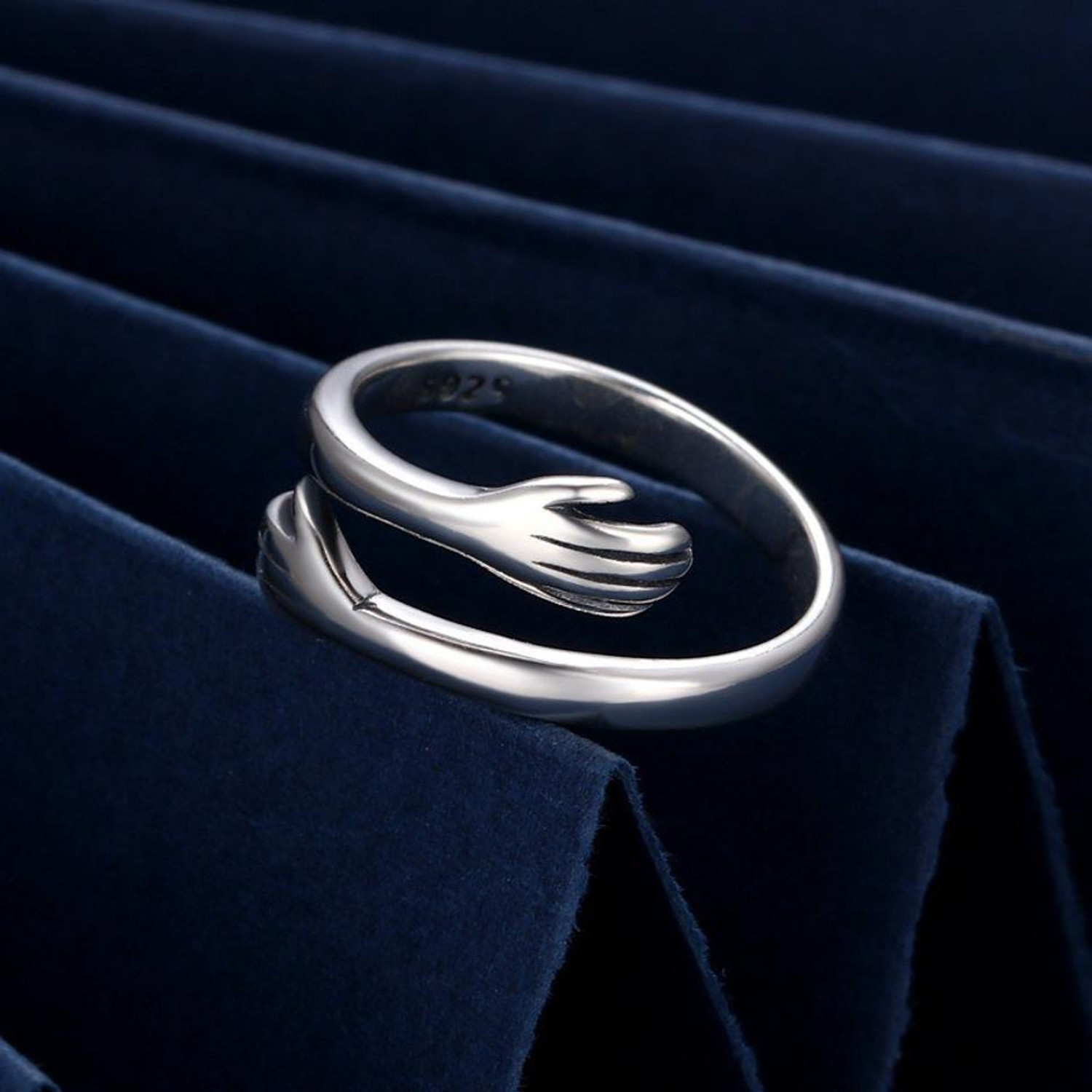 Image of BLOOM STYLE Fashion New Simple 925 Original Silver Hug Ring For Womens Silver Silver Plated Ring
