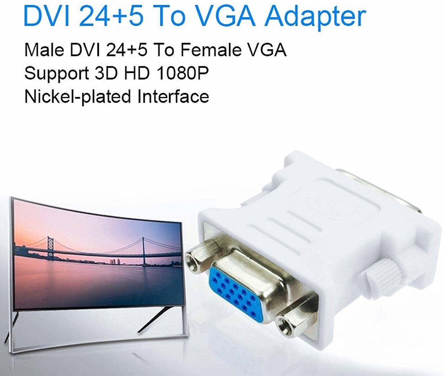 REY Adattatore DVI-I (24+5) Femmina A VGA Femmina | Prolunga, Convertitore Semplice E Leggero, Per Monitor E Proiettori, Colore Nero