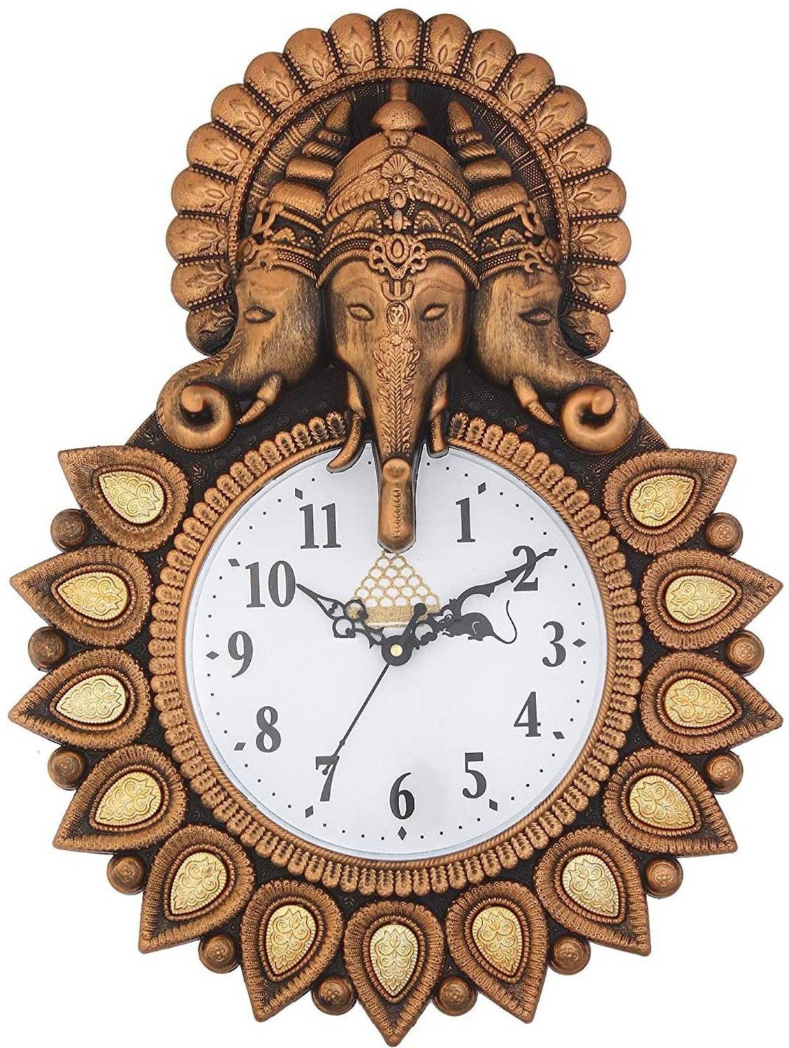 GrabBasket Analog 33 cm X 24 cm Wall Clock (Brown, With Glass, St