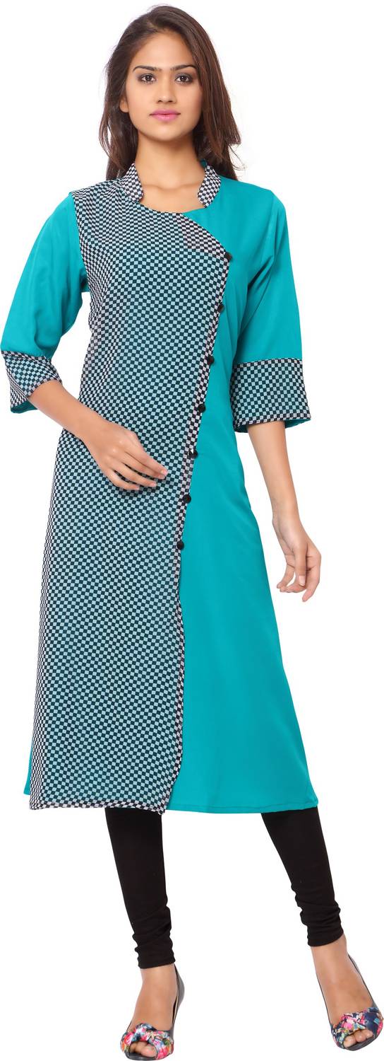 AHIKA Women Printed, Checkered A-line Kurta