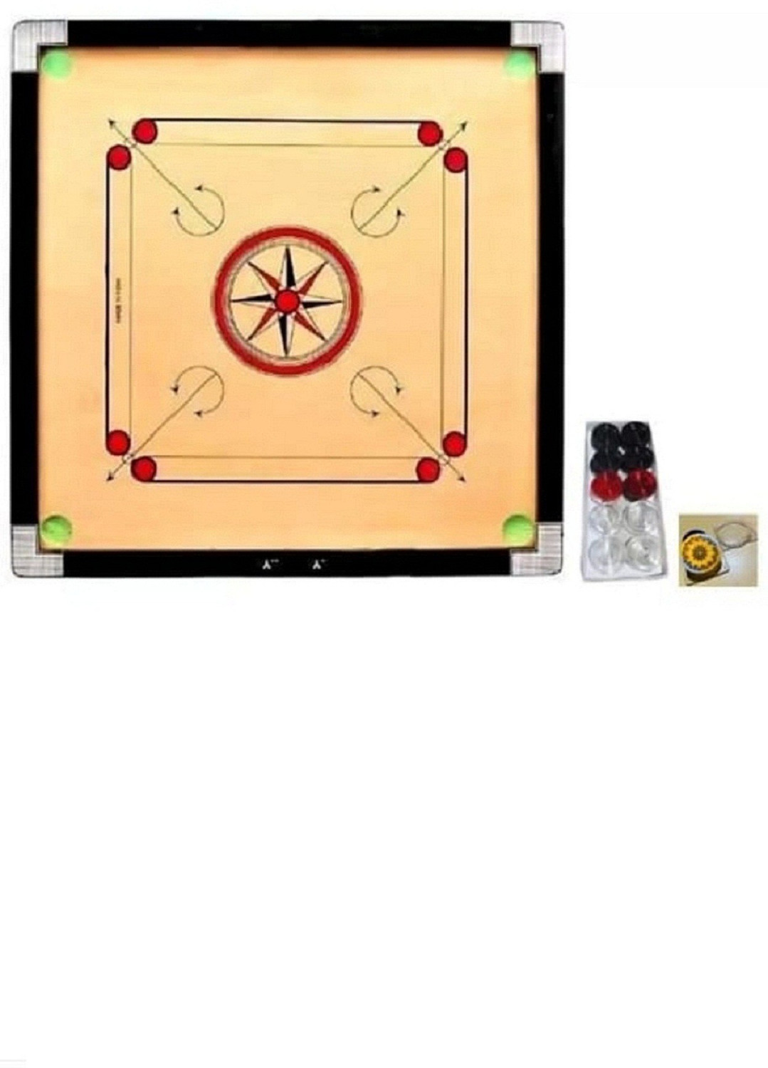 Image of Ishu Sports SMOOTH FULL SIZE(32 INCH) WITH STRIKER,POWDER AND COINS 81.04 cm Carrom Board (Multicolor)