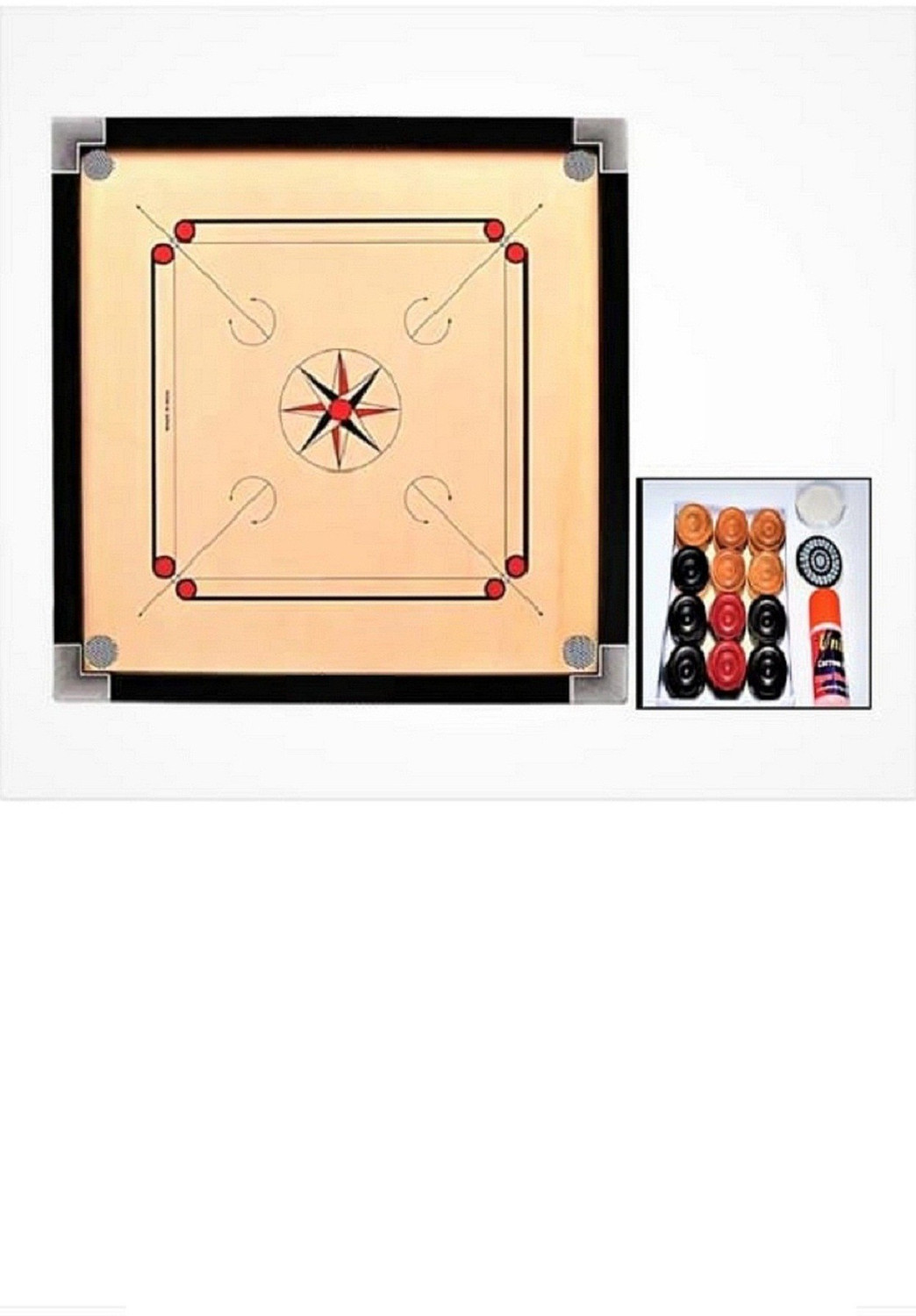 Image of Ishu Sports MATTE FINISH FULL SIZE(32 INCH) WITH STRIKER,POWDER AND COINS 81.04 cm Carrom Board