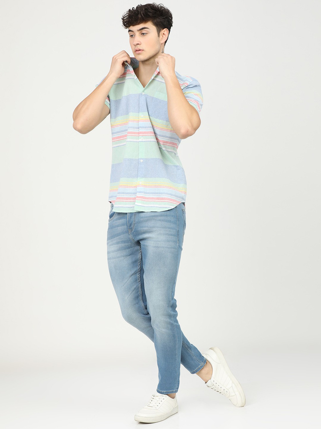 Image of HIGHLANDER Tapered Fit Men Blue Jeans