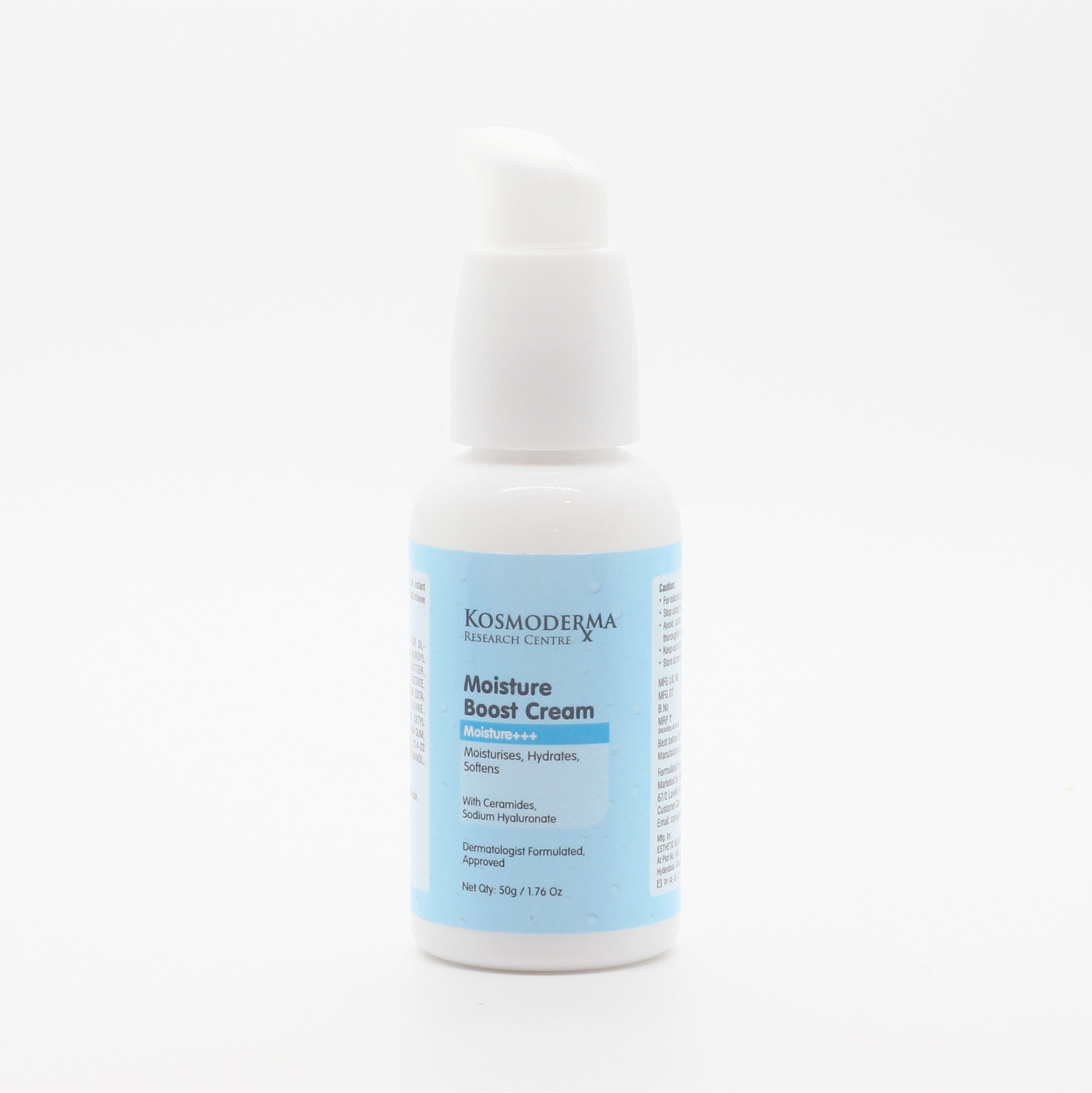 Image of kosmoderma Moisture Boost Cream-MOISTURISE TO MAKE YOUR SKIN SHINE-A light textured daily moisturizer, Repair skin barrier,Protect dry skin,Hydrates by locking the moisture-For All Skin Types, 50g