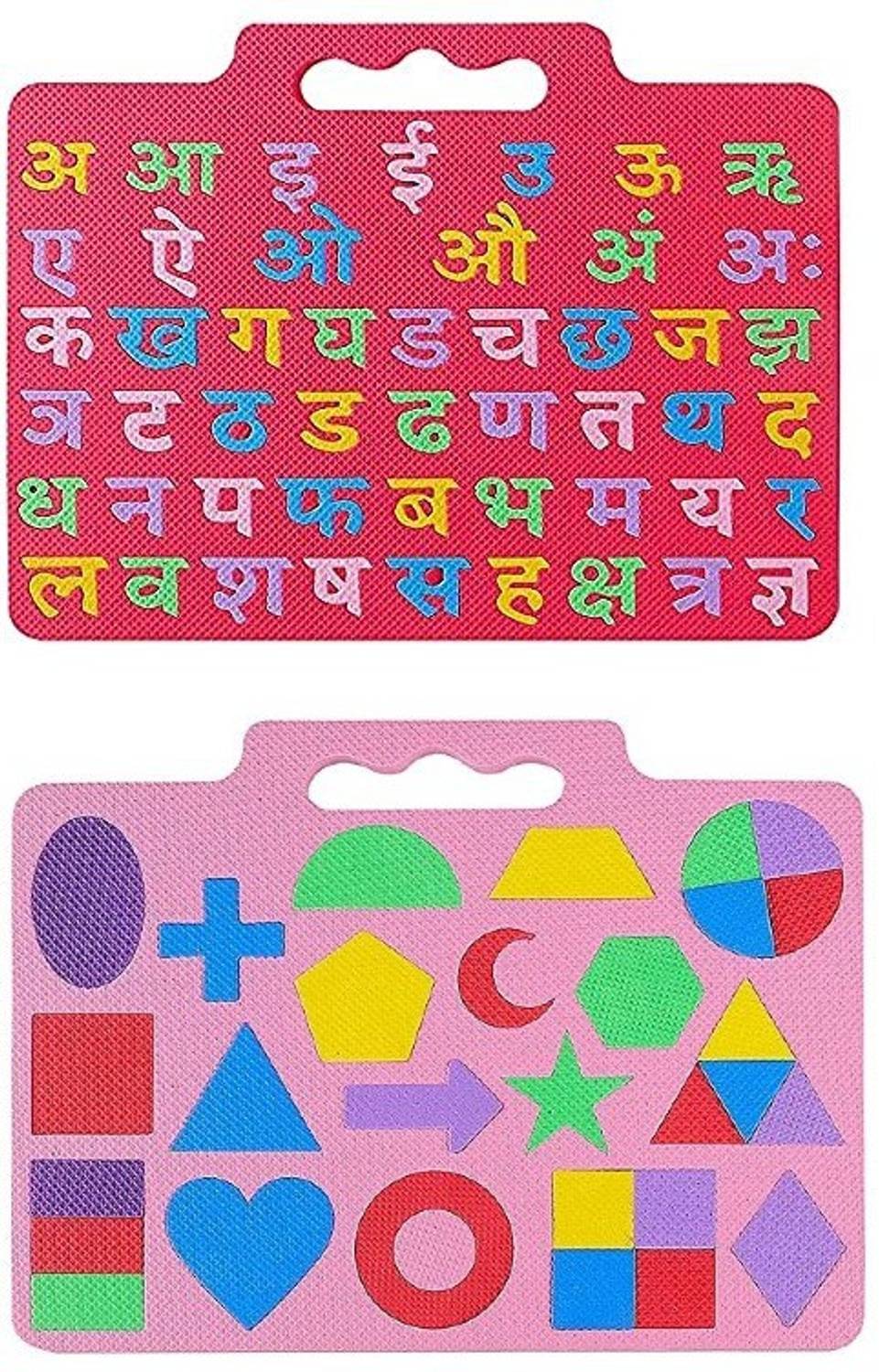 Ashmi Eva Foam Hindi Varnamala And Different Shapes Learning Floor Mat Interlocking Puzzle for Kids, Boys, Girls, Children Toys for Age 2+ Pack of 2 Size: 33 X 24 CM