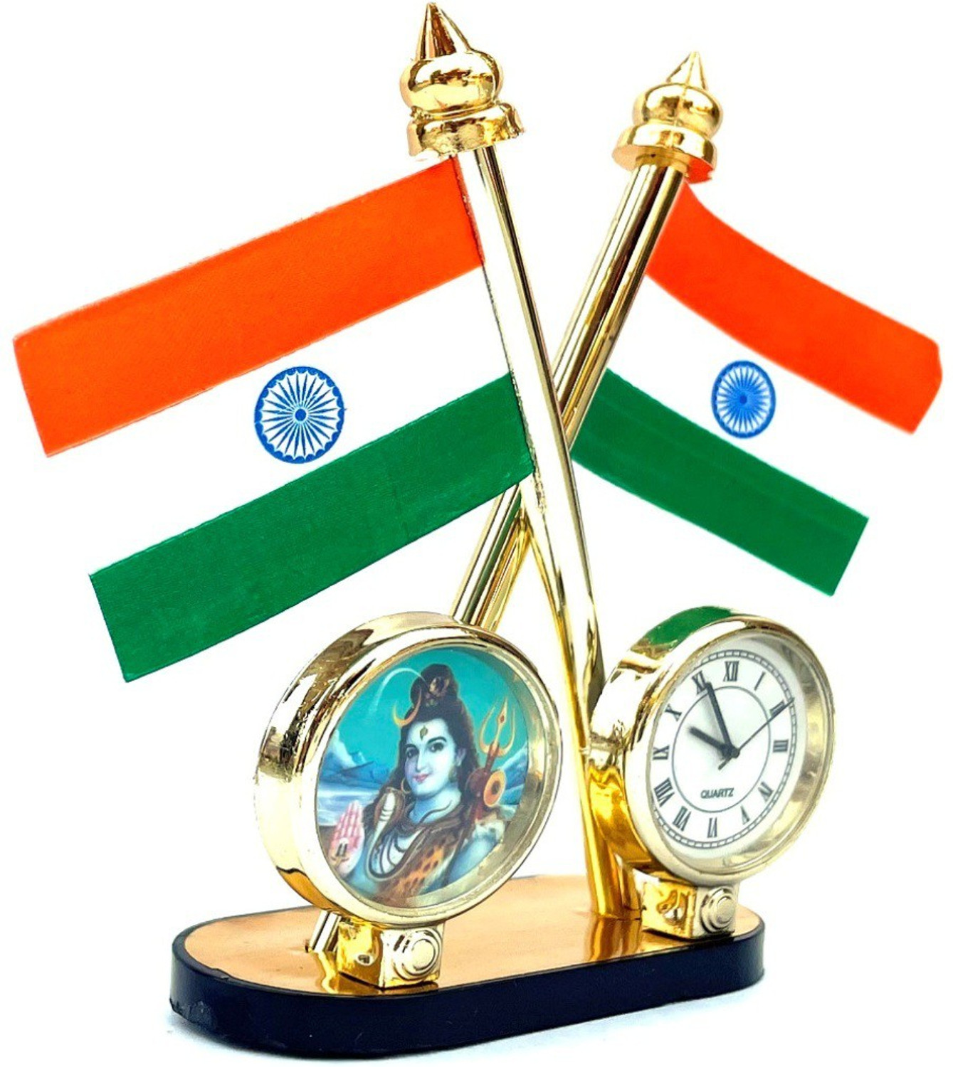 Image of WOLCH Indian Flag Car Dashboard Flag 11.2 cm x 7.6 cm (Nylon)