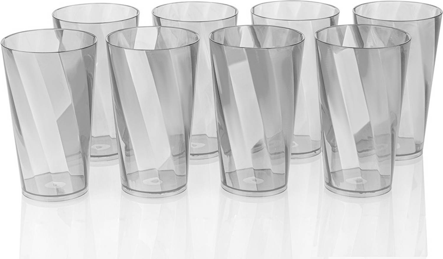 CENTUREUM (Pack of 8) TWISTER Plastic Unbreakable Glasses Transparent Glass Set Water/Juice Glass
