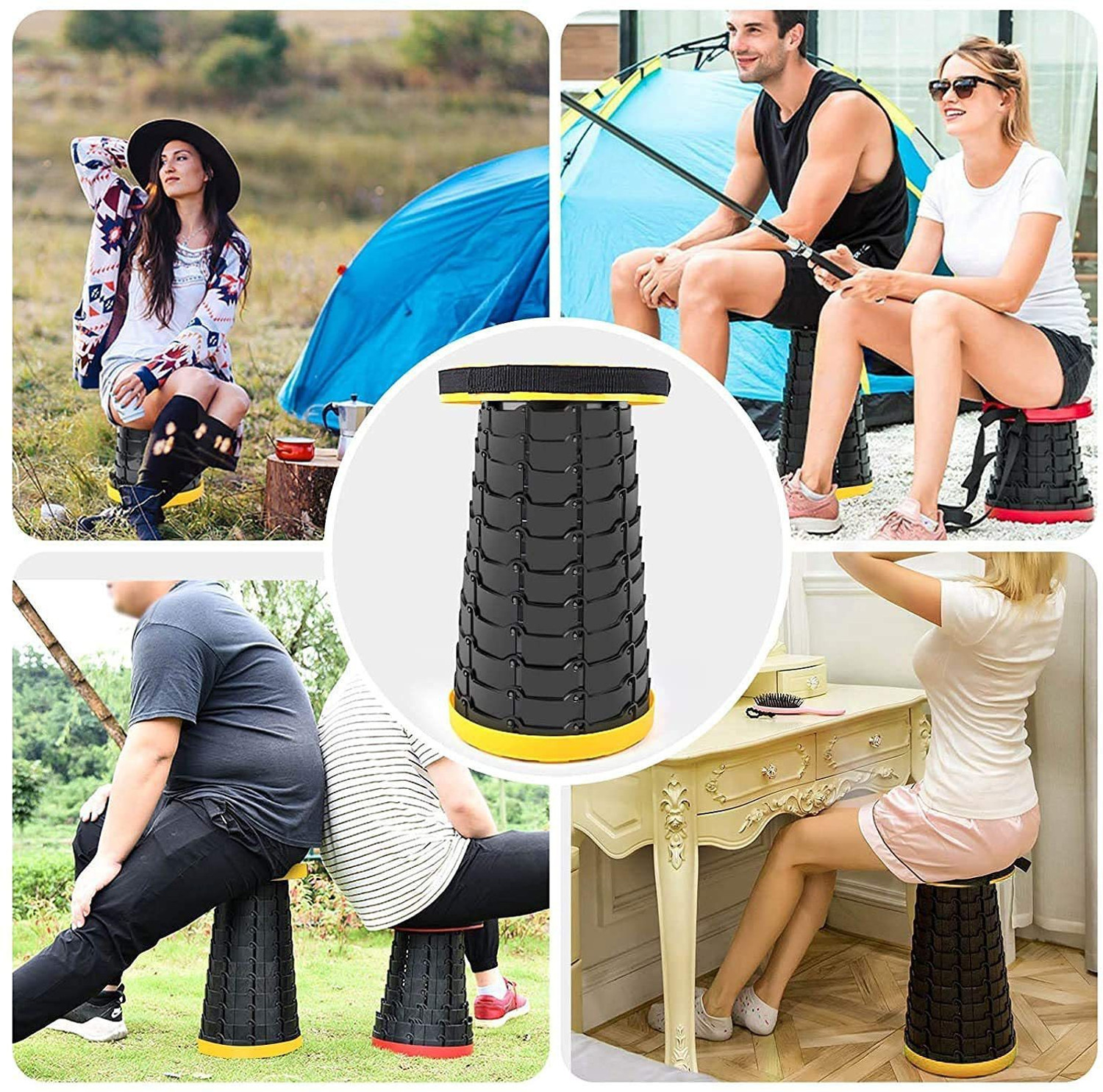 Image of jasifs Foldable Height Adjusting Stool Space Saving Telescopic Stool Stool