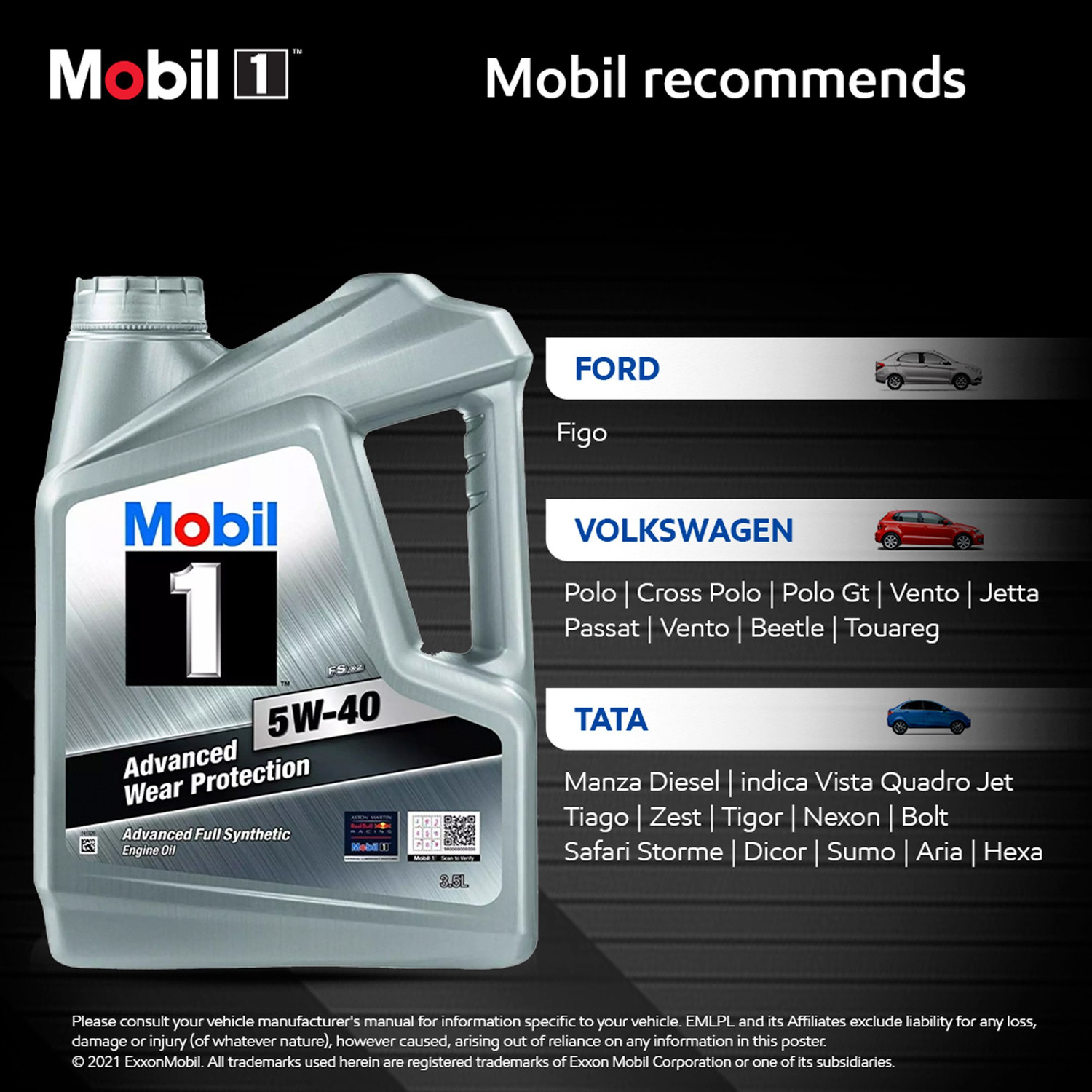 Image of MOBIL 1 FS X2 5W-40 Advanced Wear Protection Synthetic Advance wear protection Full-Synthetic Engine Oil