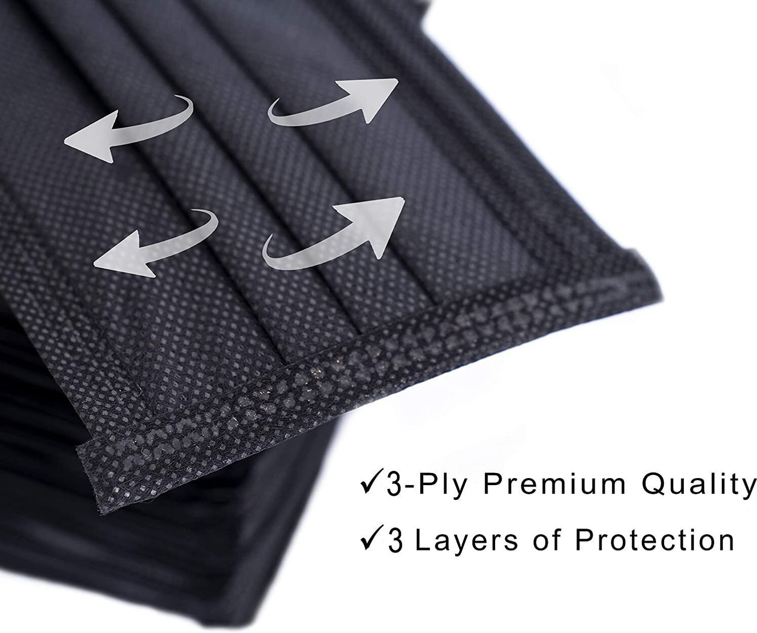 Image of Vaghani 200 Black Units With Nose Pin Disposable Iso Mark 3 Ply Pharmaceutical Breathable Surgical Pollution Face Mask Respirator with 3 Layer For Men, Women, Kids 3 Ply Surgical Mask (200 Piece) ( With Nose Pin )( Black ) Surgical Mask With Melt Blown Fabric Layer