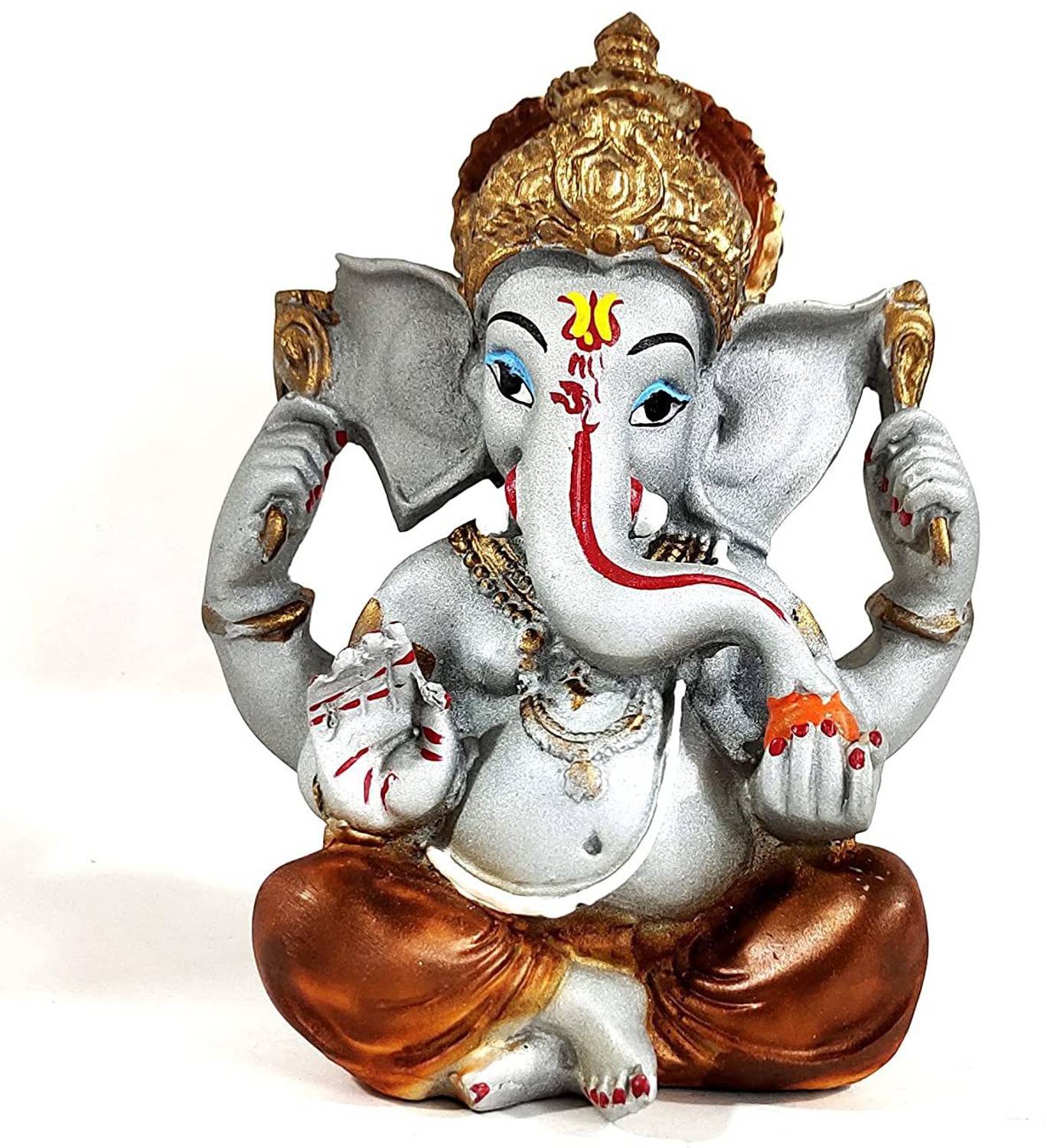 Sawcart Lord Ganesha/Ganpati Statue Decorative Puja Idol Figurine Sculpture Hindu God of Success, Prosperity, Good Luck & Fortune for Puja, Temple & Home Decor (Grey) Decorative Showpiece  -  13 cm