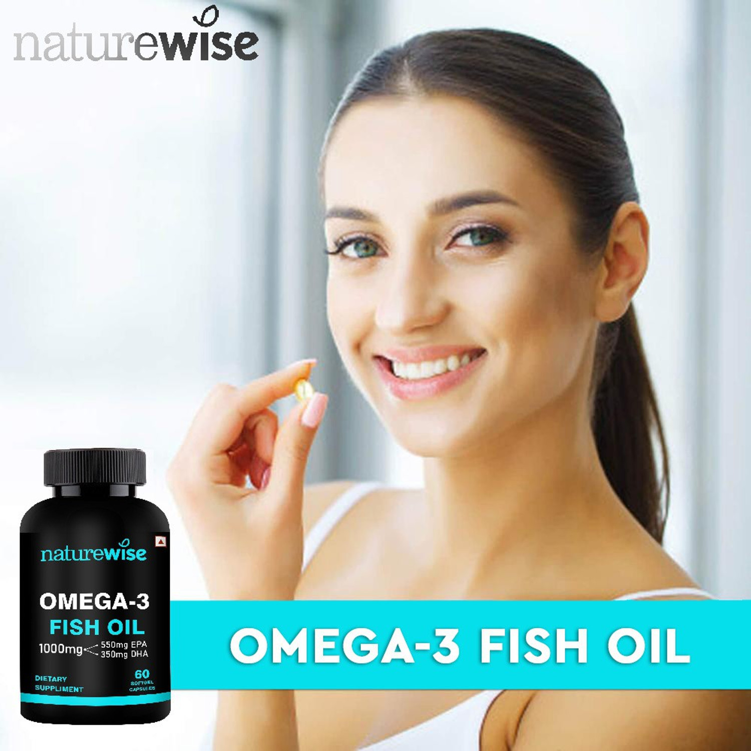 Image of Naturewise Omega-3 Fish Oil 1000mg Double Strength Capsules (EPA 550mg DHA 350mg)
