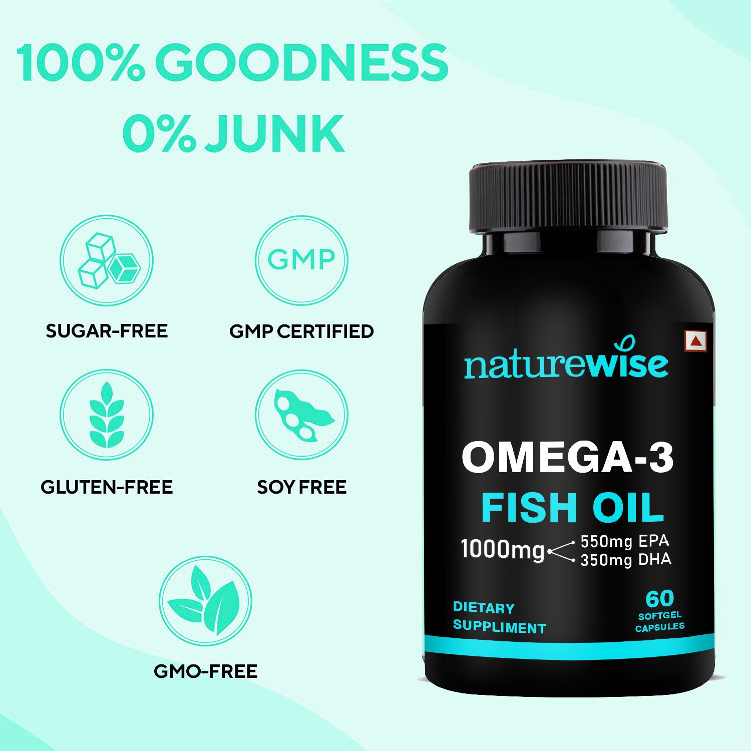 Image of Naturewise Omega-3 Fish Oil 1000mg Double Strength Capsules (EPA 550mg DHA 350mg)