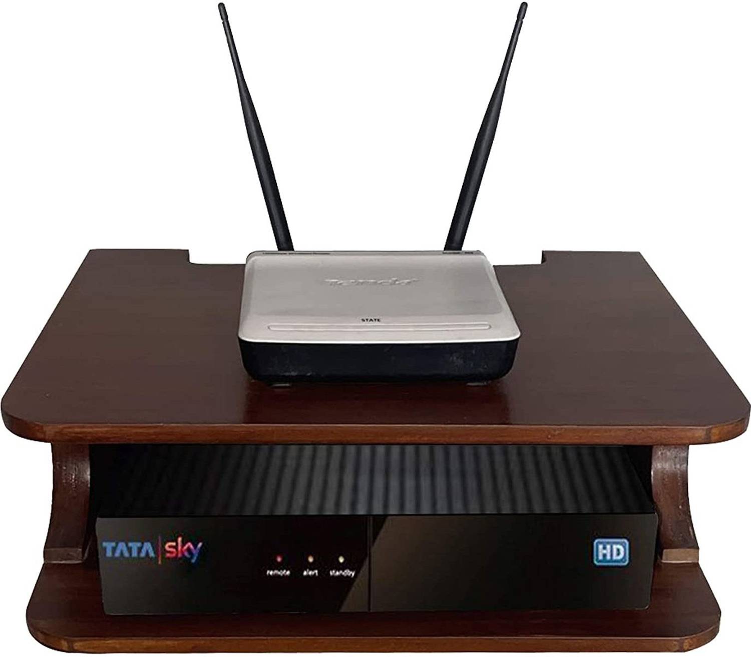 OFIXO Set top Box Stand WiFi Router Holder Wooden Wall Shelf (Num