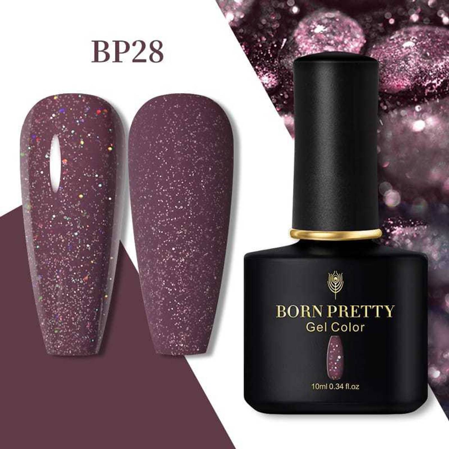 BORN PRETTY Gel Nail Polish Black Spar Series Color UV LED Lamp Required DIY Soak Off UV Gel Nail Varnish (BP-10ml-28) BP-BSS-28